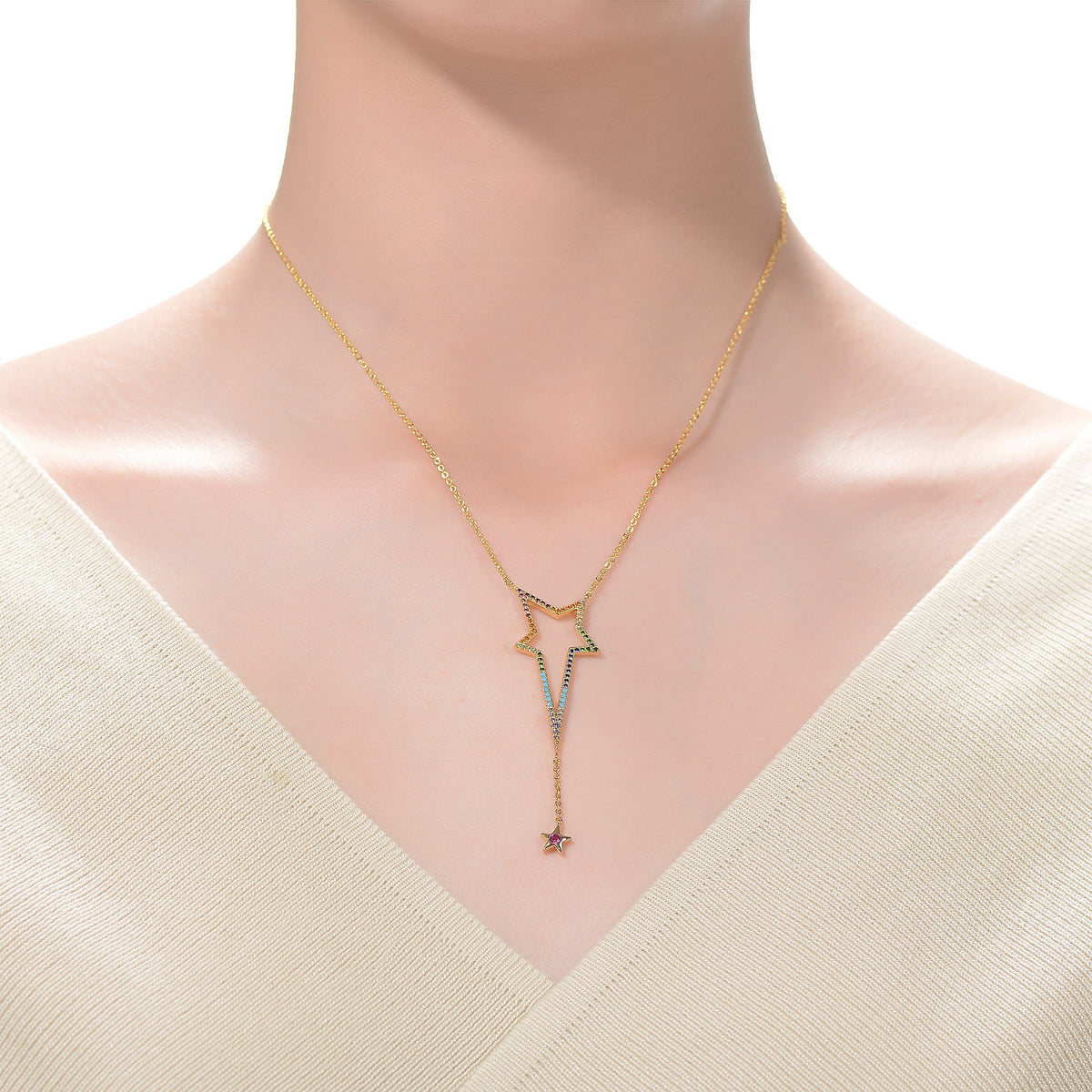 Arc-en-Ciel Golden Star Rainbow Necklace