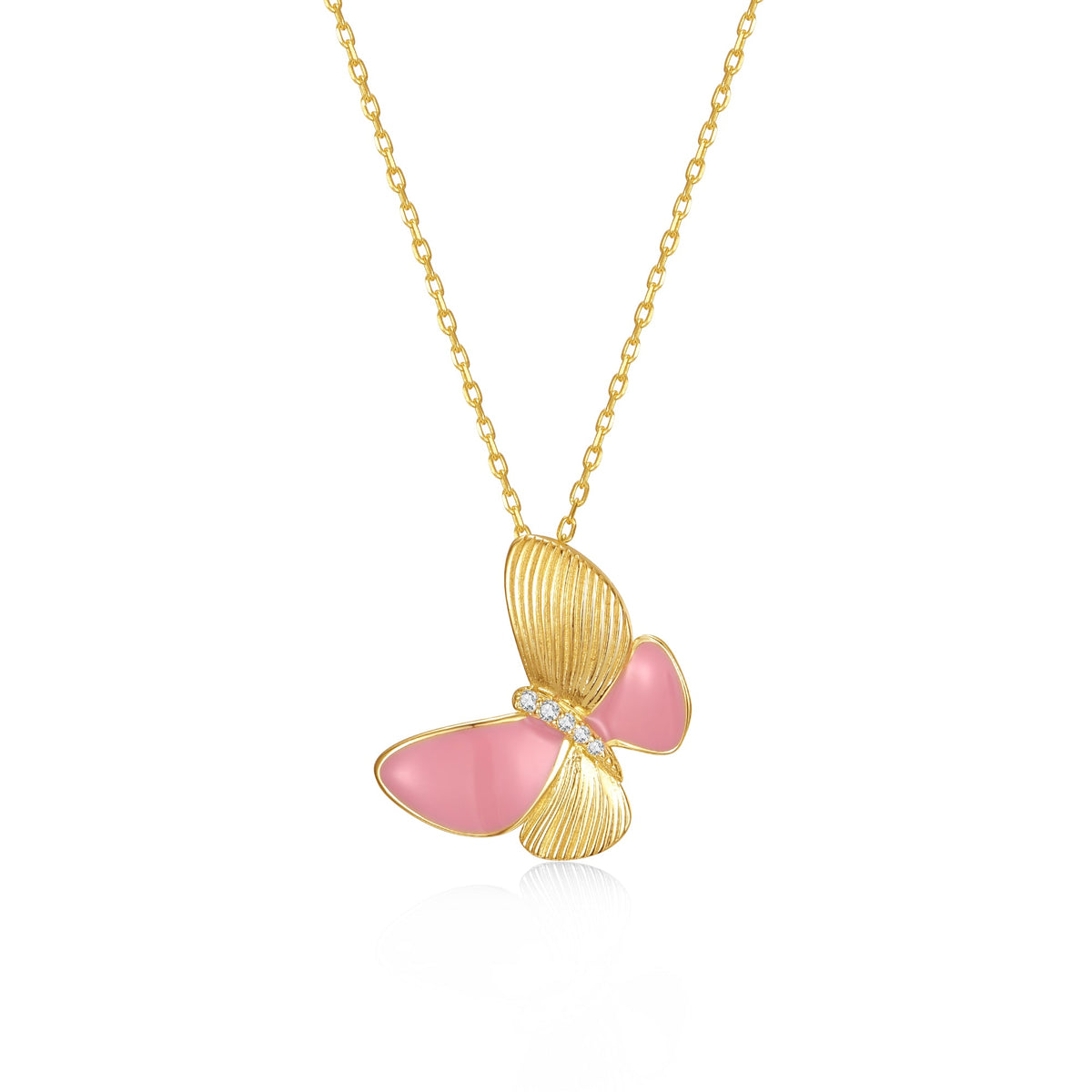 Rose Butterfly Pendant Necklace