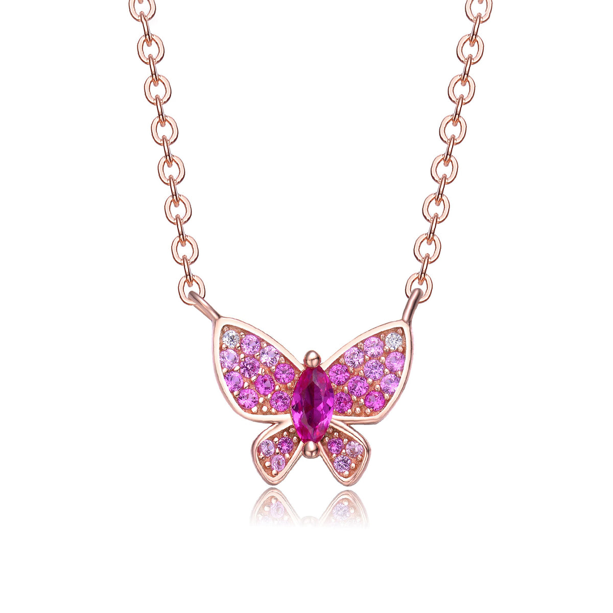 Sylvie Pink Couture Butterfly Pendant Layering Necklace