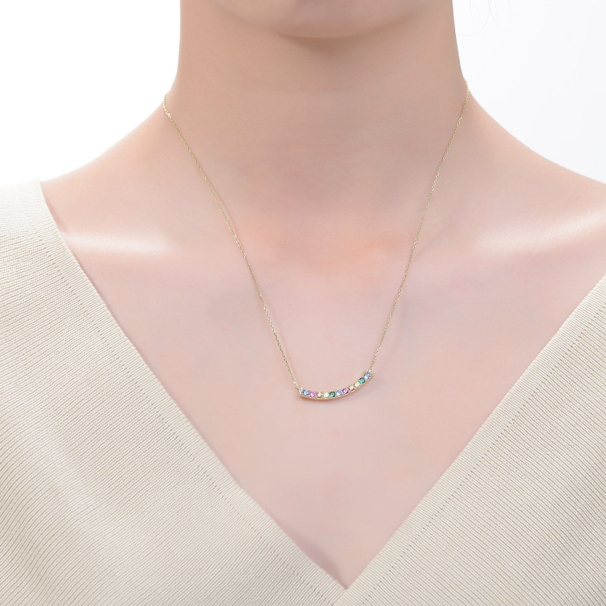 Arc-En-Ciel Golden Curved Necklace