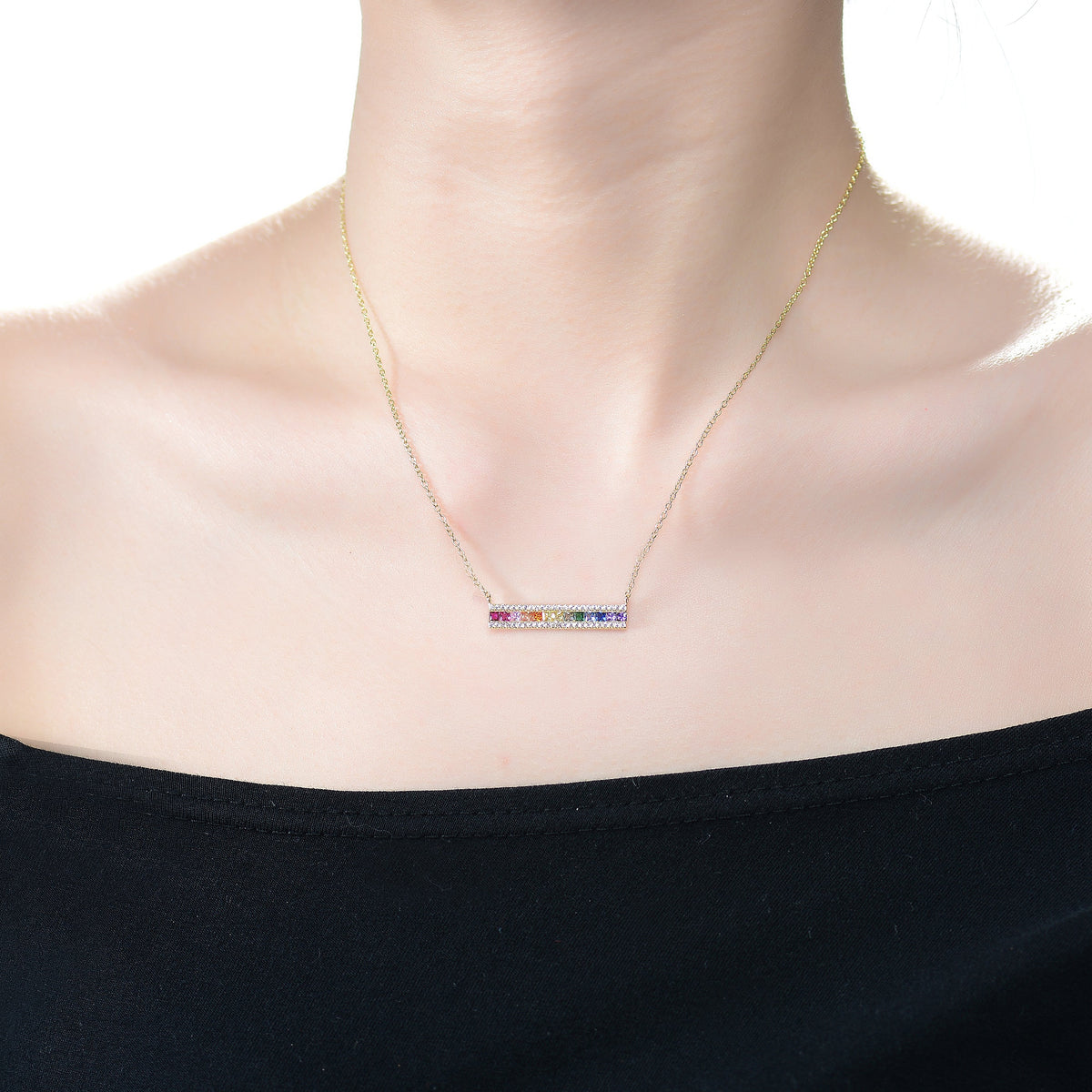Arc-en-Ciel Gradient Golden Necklace
