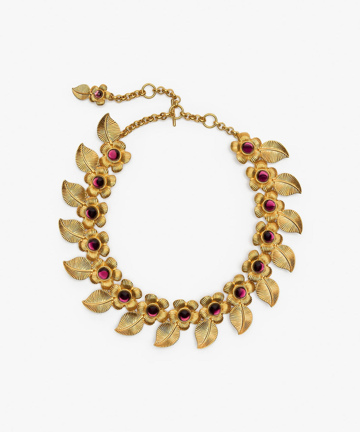 Retro Flower Necklace - Amethyst