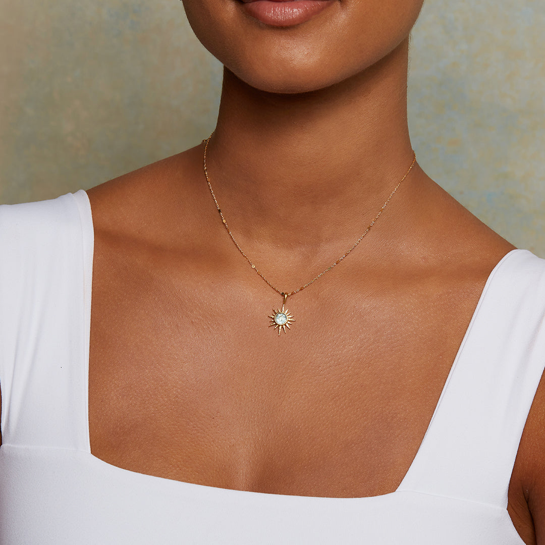 North Star Blue Topaz Starburst Necklace