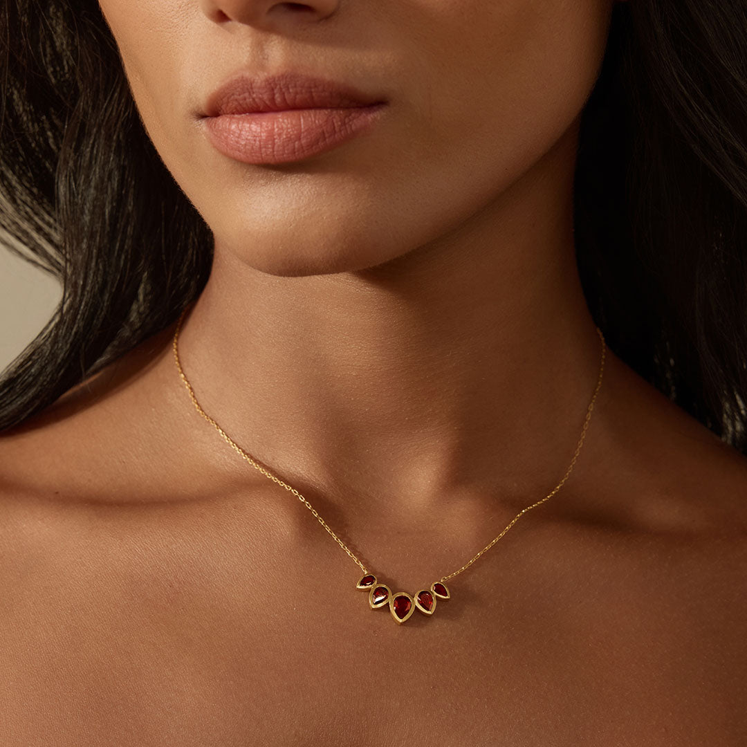 Ignite Strength Garnet Petal Necklace