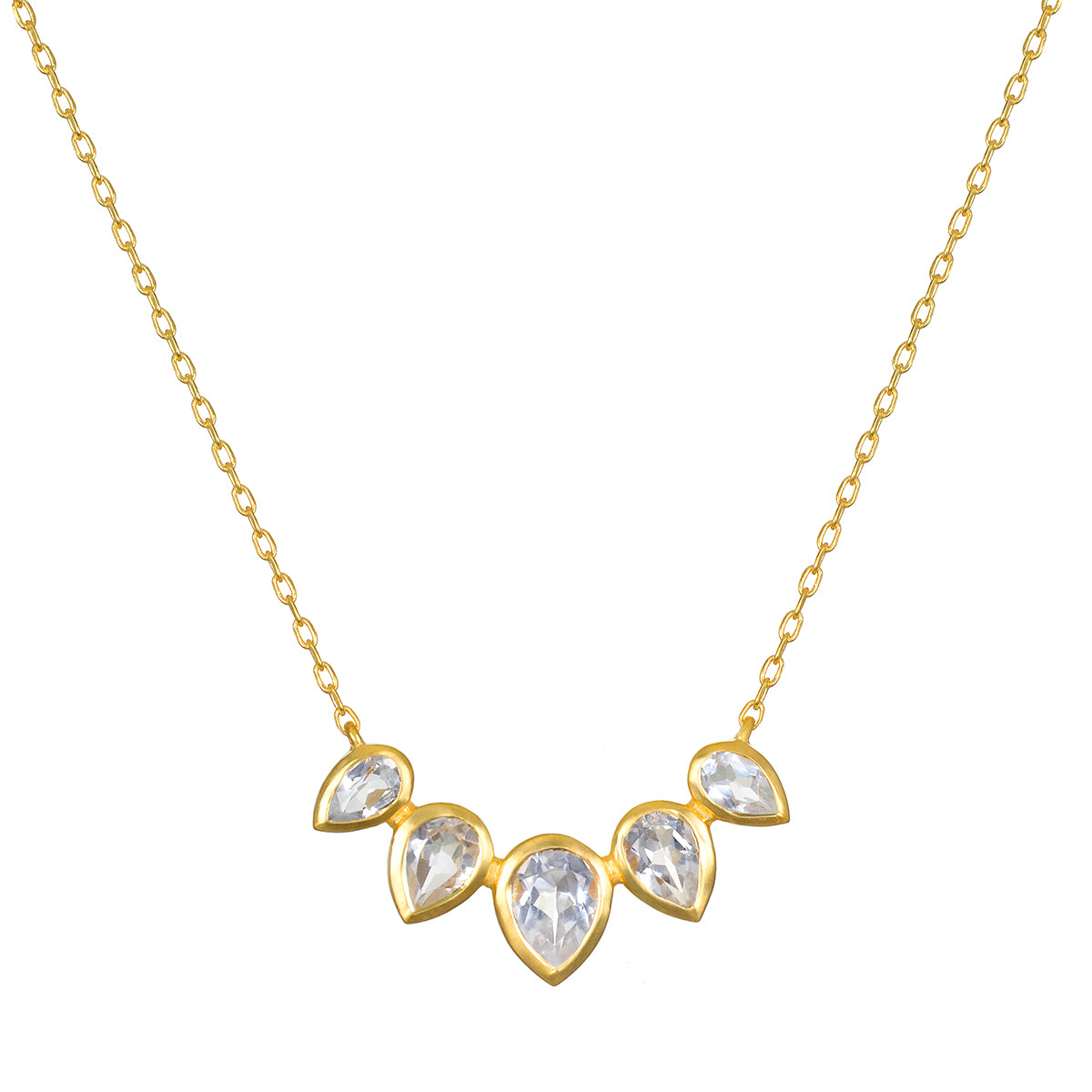 Commence with Clarity White Topaz Lotus Petal Necklace