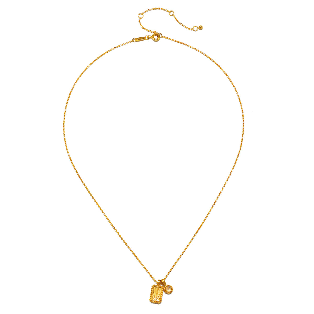 Rising Sun Moonstone Bezel Necklace