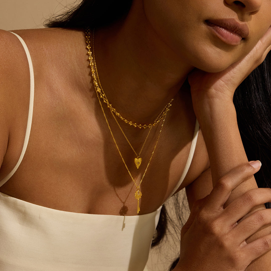 Key to My Heart White Topaz Key Necklace