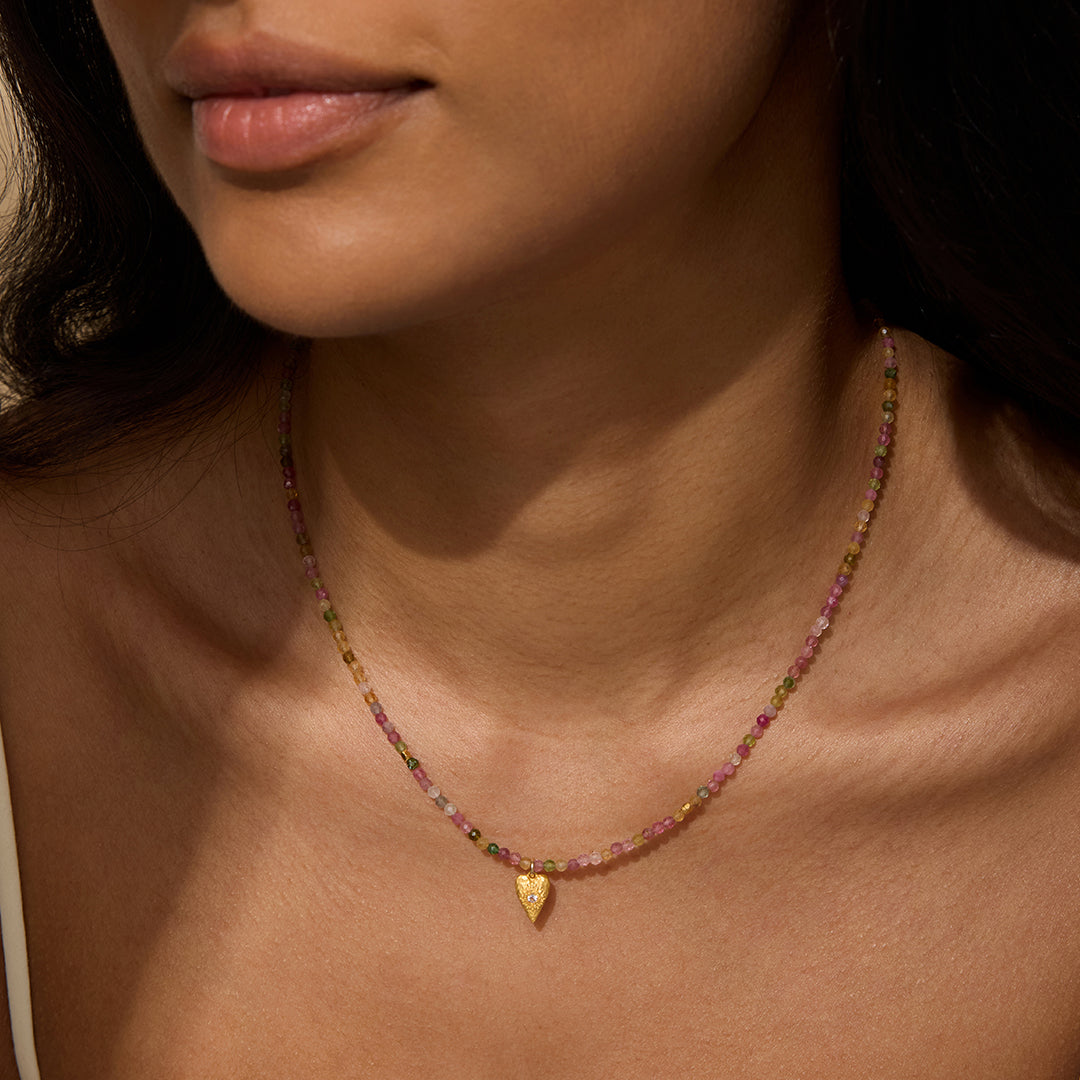 Aligned with Love Pink Tourmaline Heart Choker Necklace