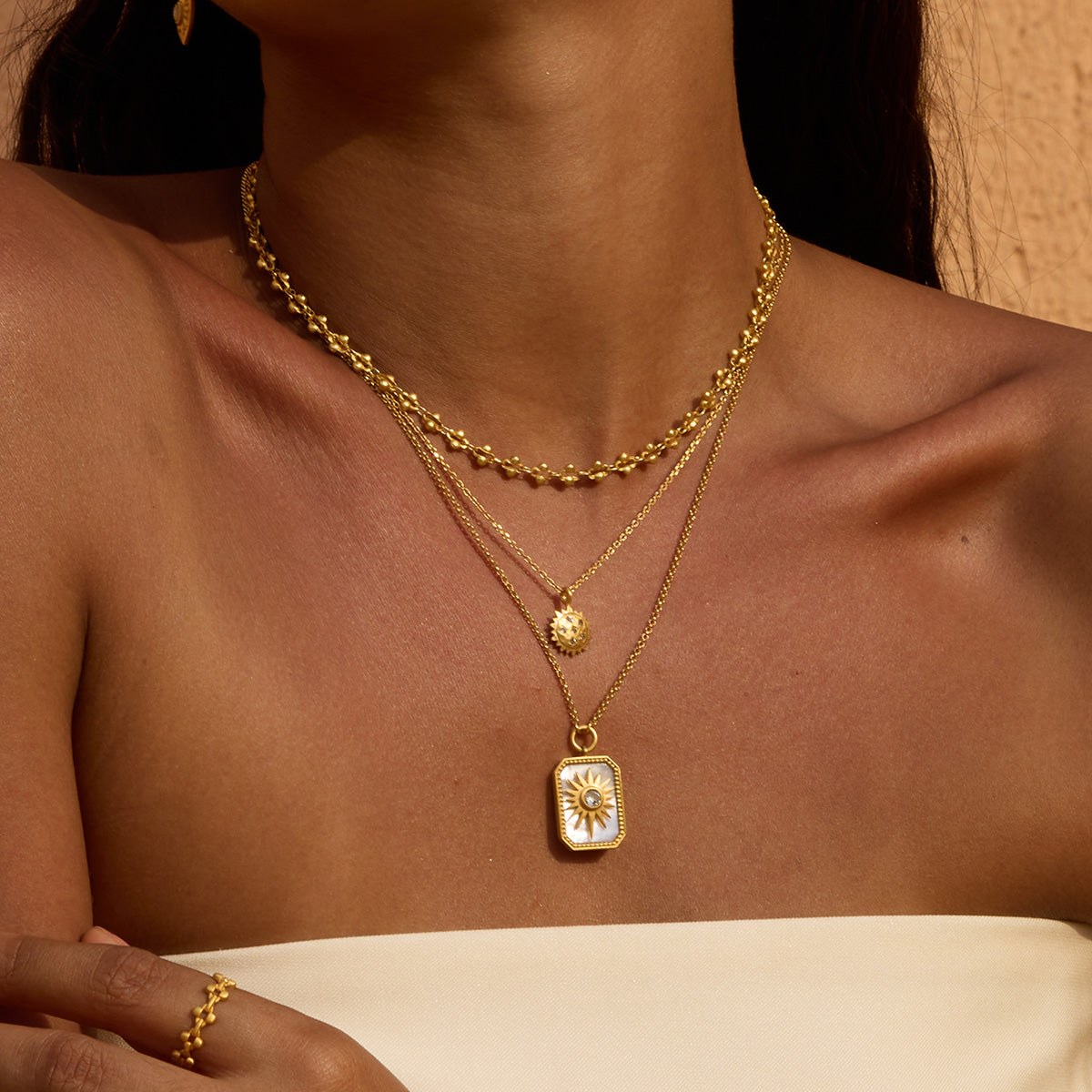 Ignite Vitality White Topaz Sun Necklace