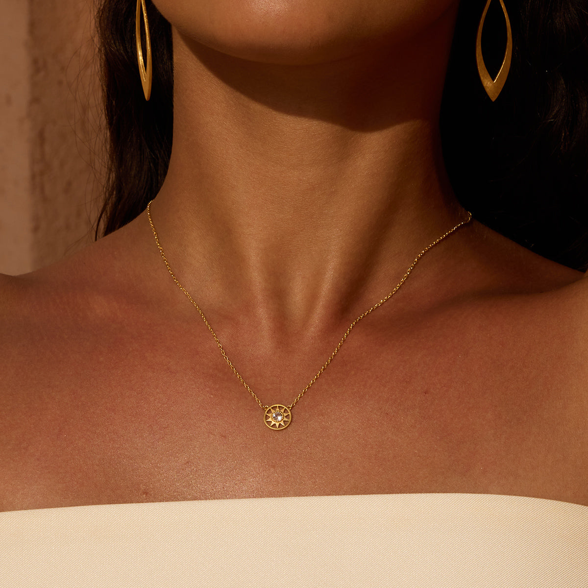 New Day White Topaz Sun Necklace