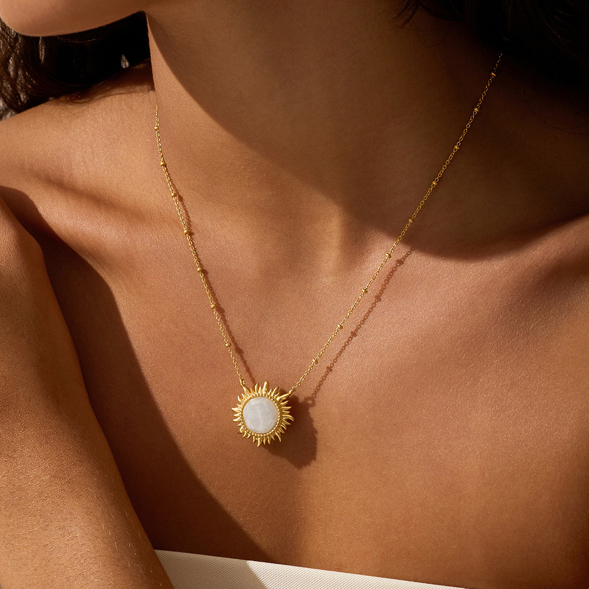 Dawn of Hope Moonstone Sun Necklace