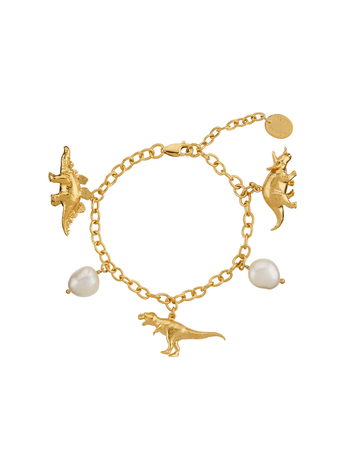 Dinosaur and Baroque Pearl Charm Bracelet