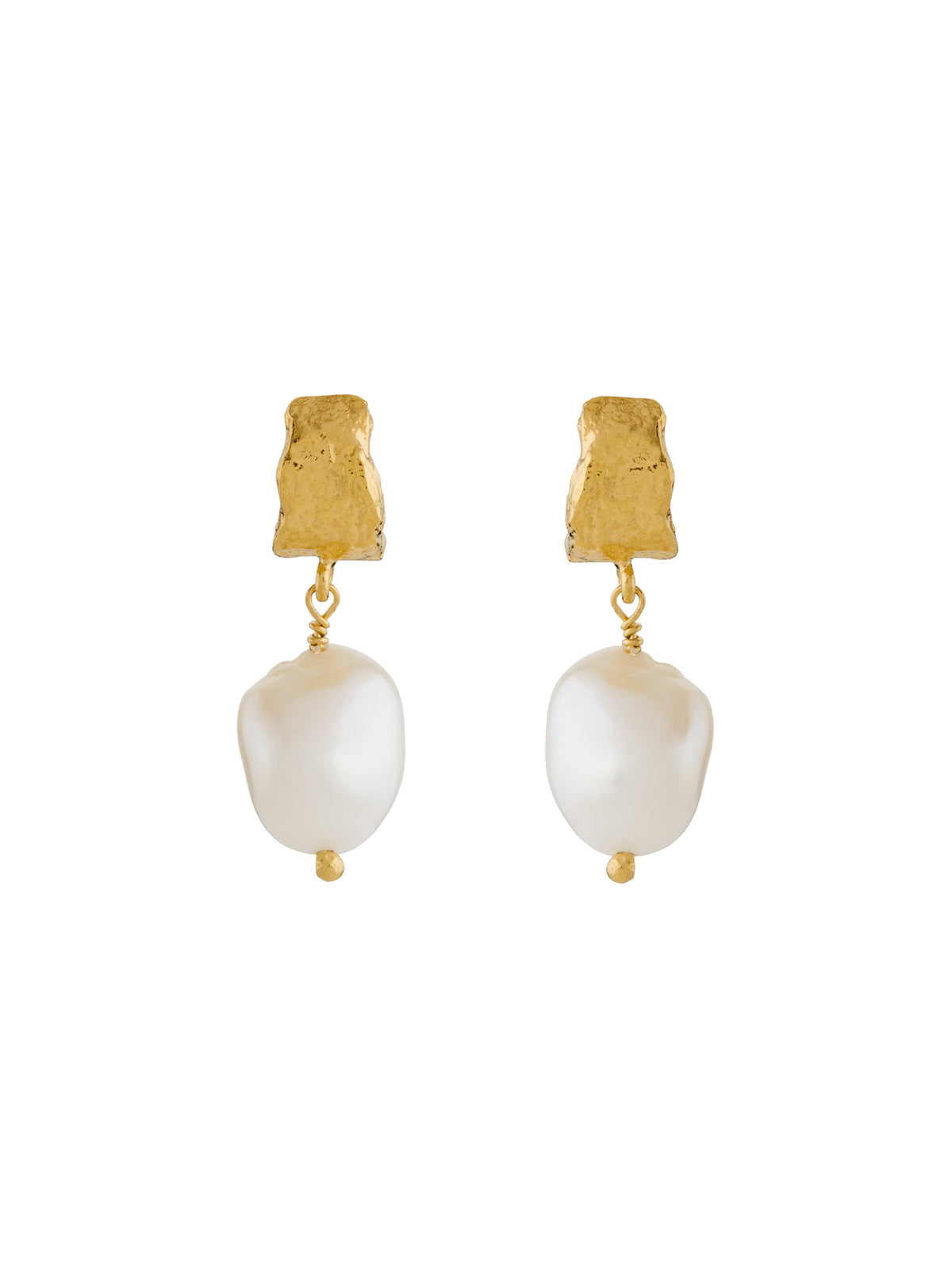 Bark Huggie Hoops with Baroque Pearls