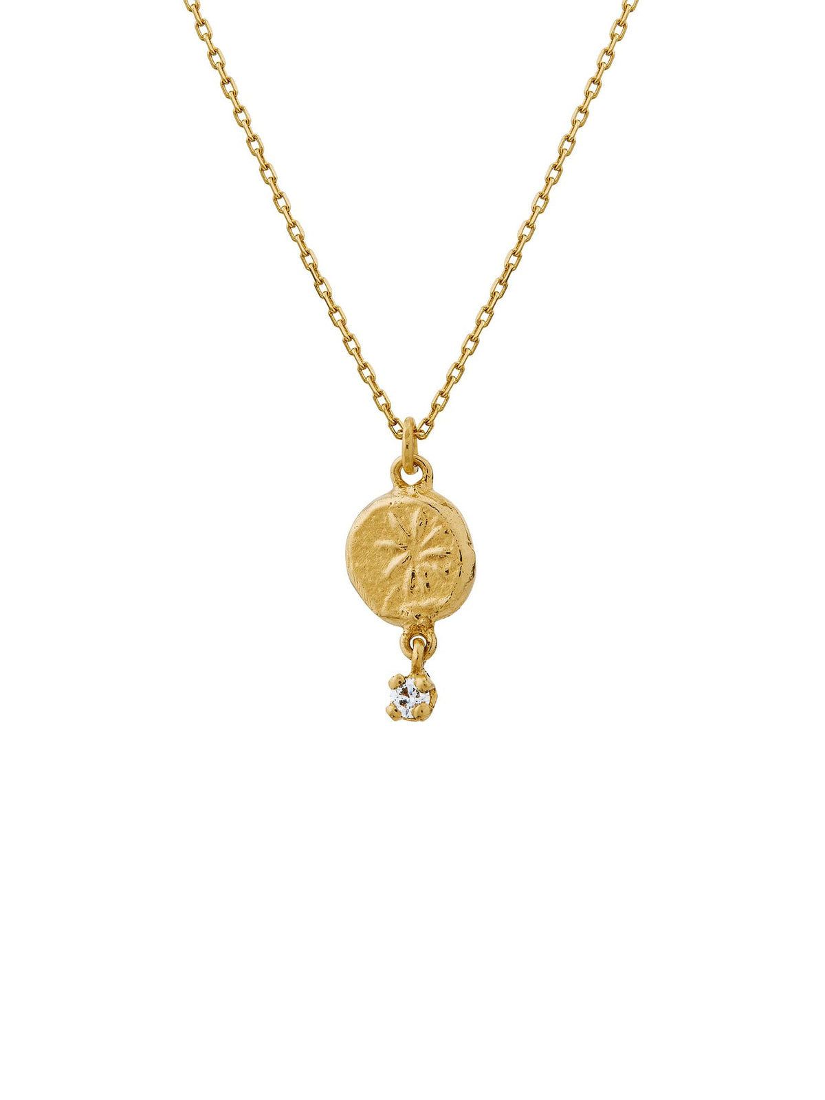 Horsetail Fossil Nugget Necklace with Hanging Diamond
