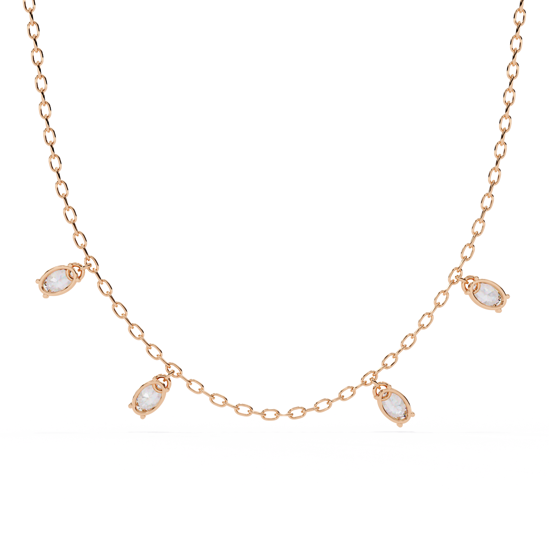 Oval-Cut Lab-grown Diamond Necklace in 10K White Gold