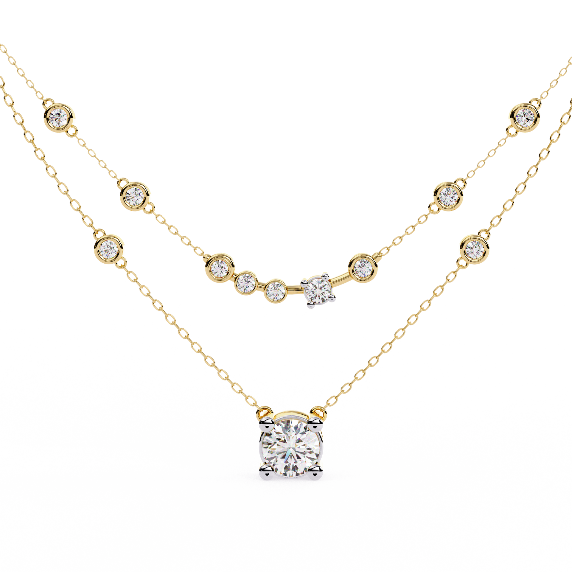 Round-Cut Lab-grown Diamond Cluster Necklace in 10K Rose Gold