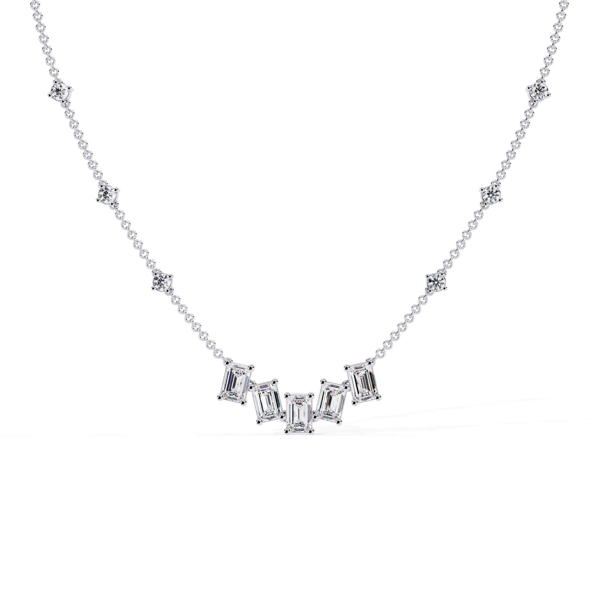 Emerald-Cut Lab-grown Diamond Necklace in 10K Rose Gold