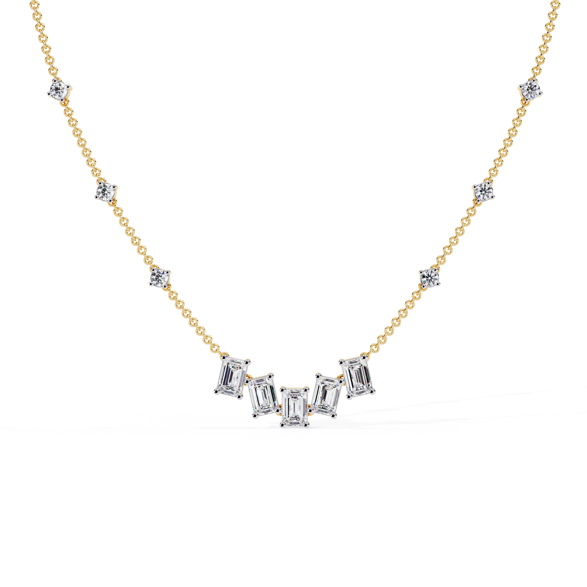 Emerald-Cut Lab-grown Diamond Necklace in 10K Rose Gold