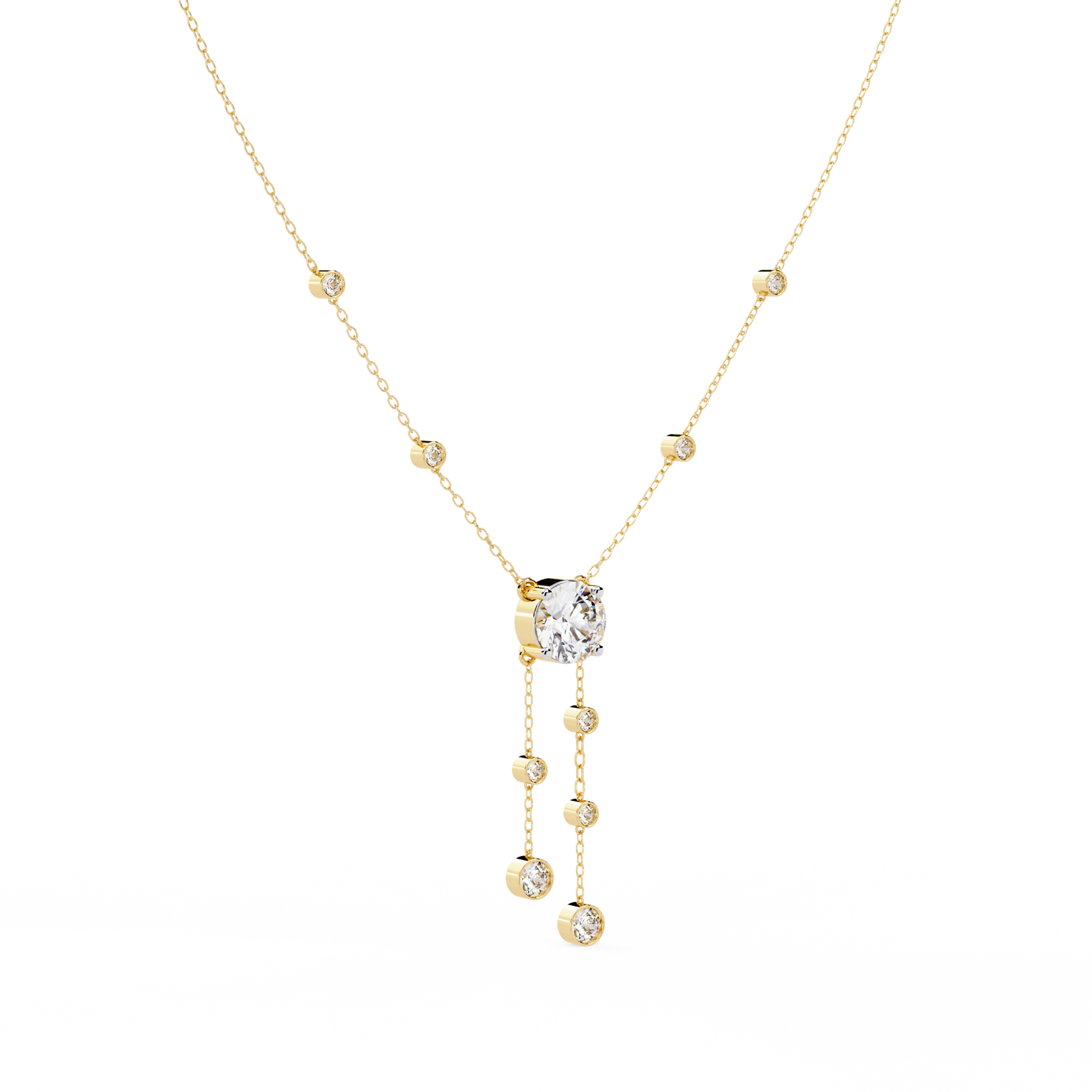 Round-Cut Lab-grown Diamond Necklace in 10K Yellow Gold