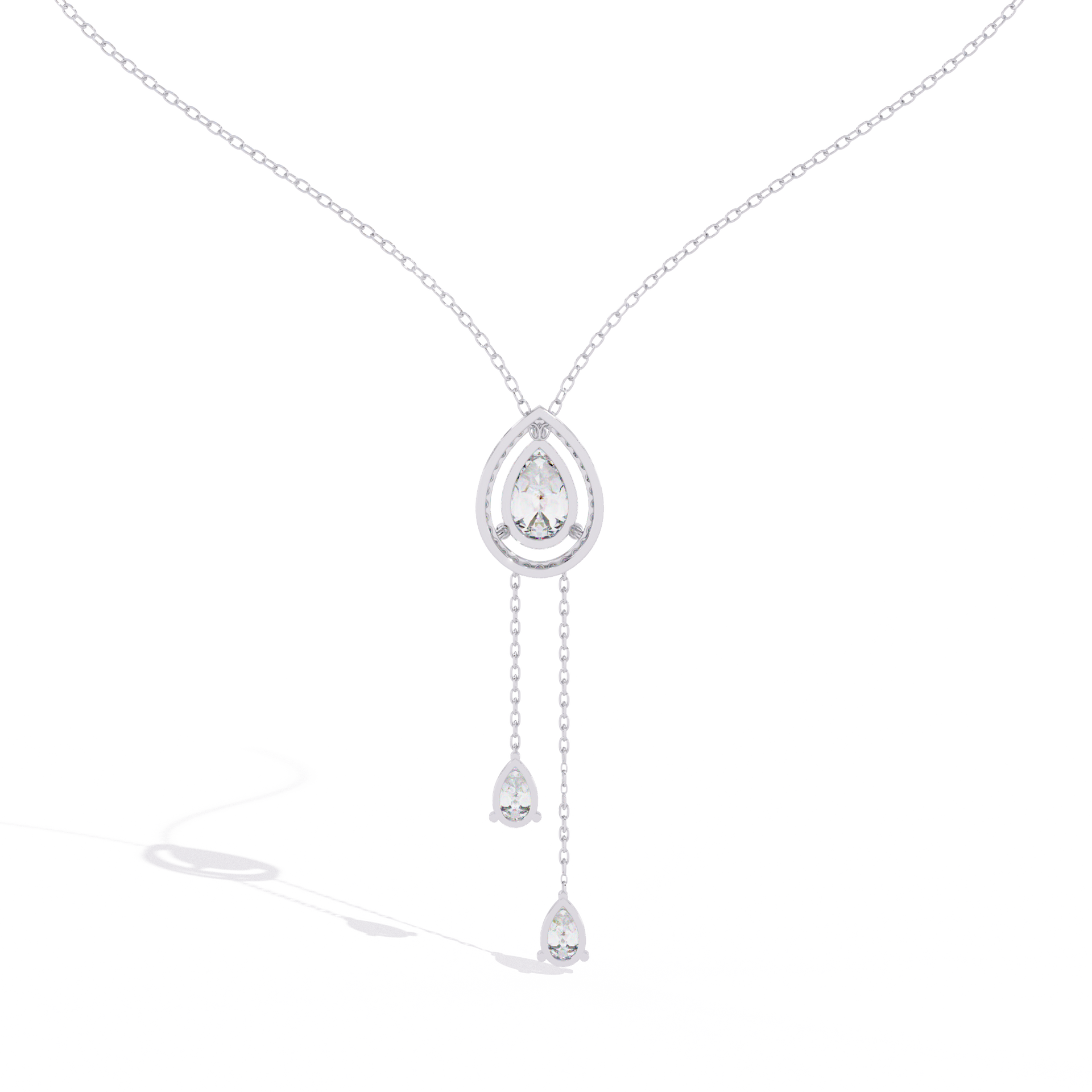 Pear-Cut Lab-grown Diamond Halo Necklace in 10K White Gold