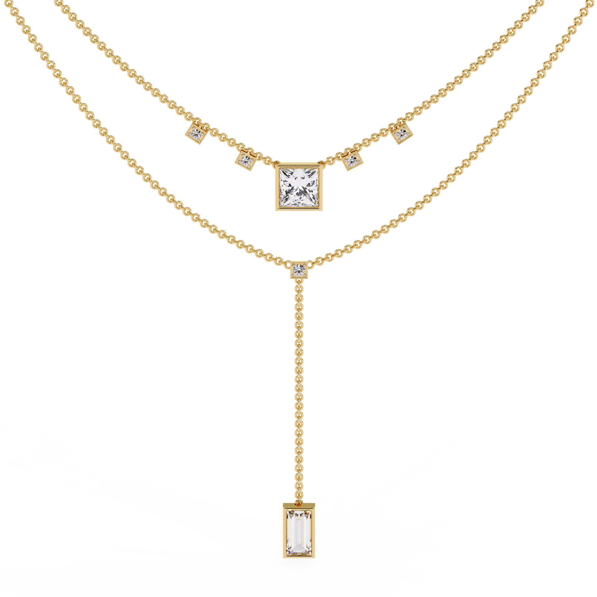 Princess-Cut Lab-grown Diamond Necklace in 10K Yellow Gold