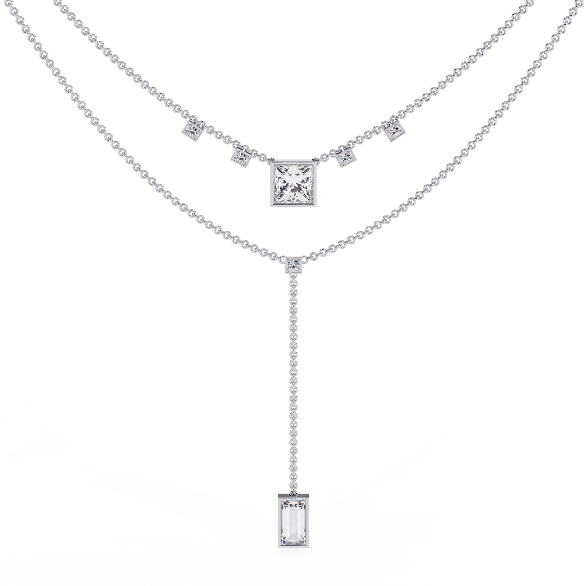 Princess-Cut Lab-grown Diamond Necklace in 10K Yellow Gold