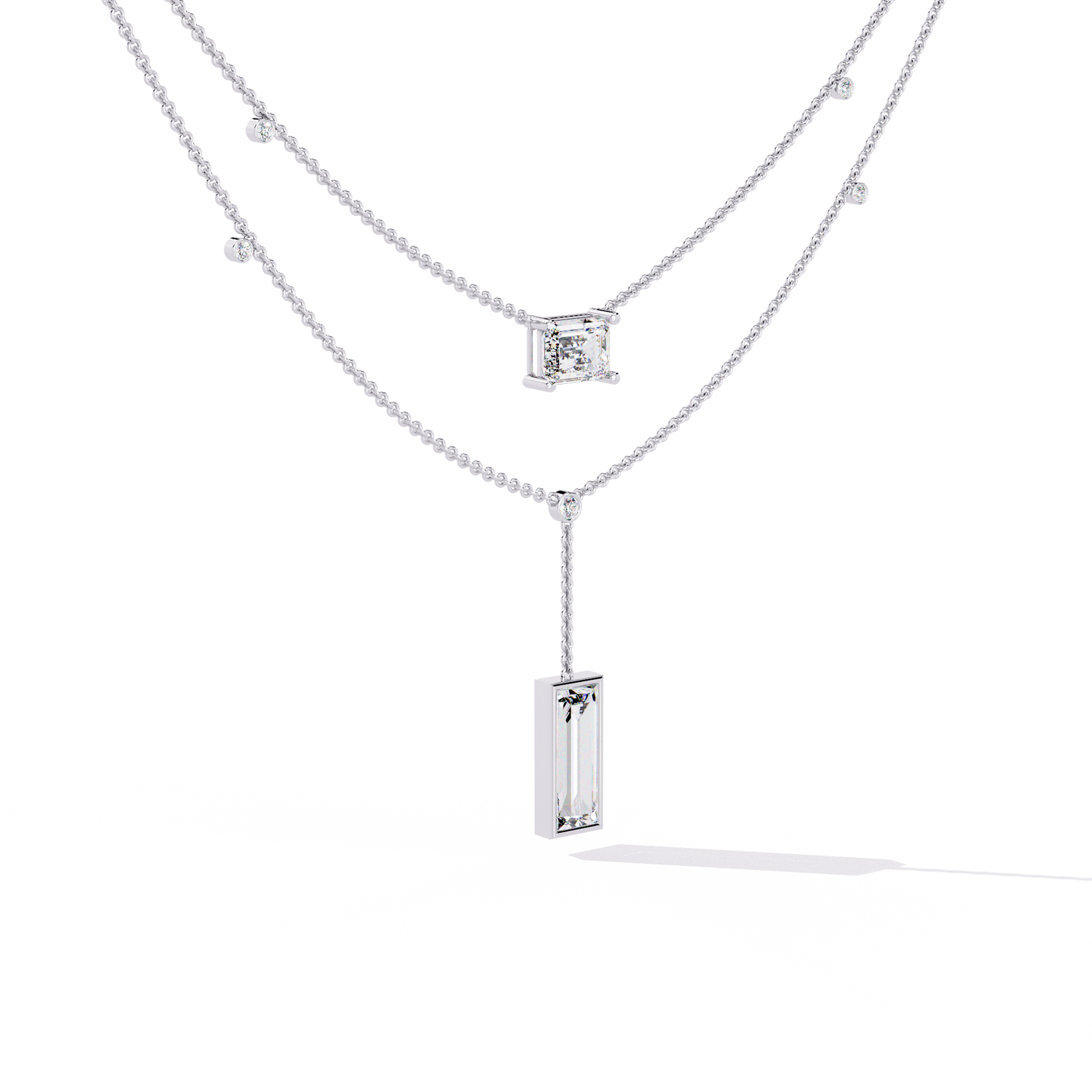 Emerald-Cut Lab-grown Diamond Necklace in 10K White Gold