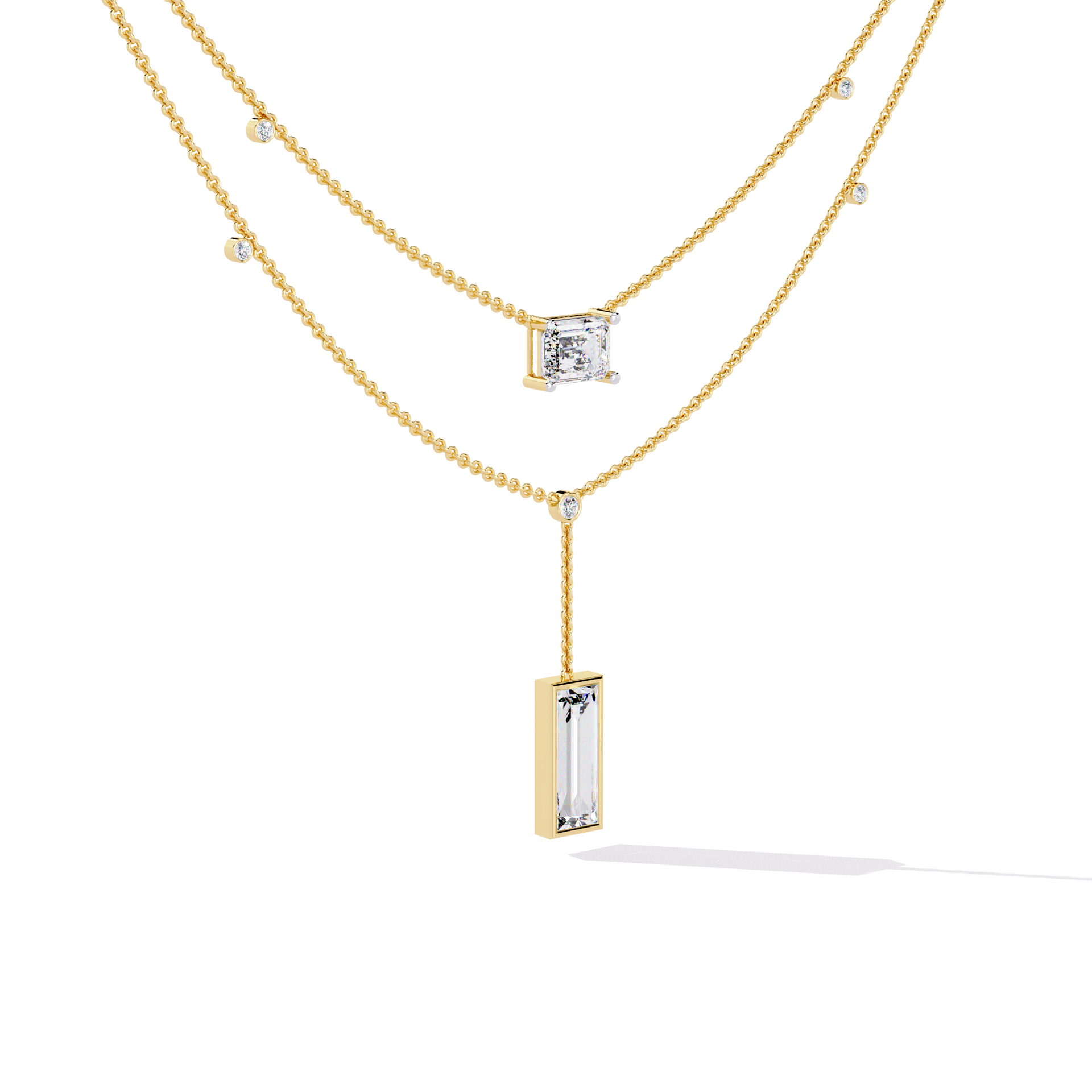 Emerald-Cut Lab-grown Diamond Necklace in 10K White Gold