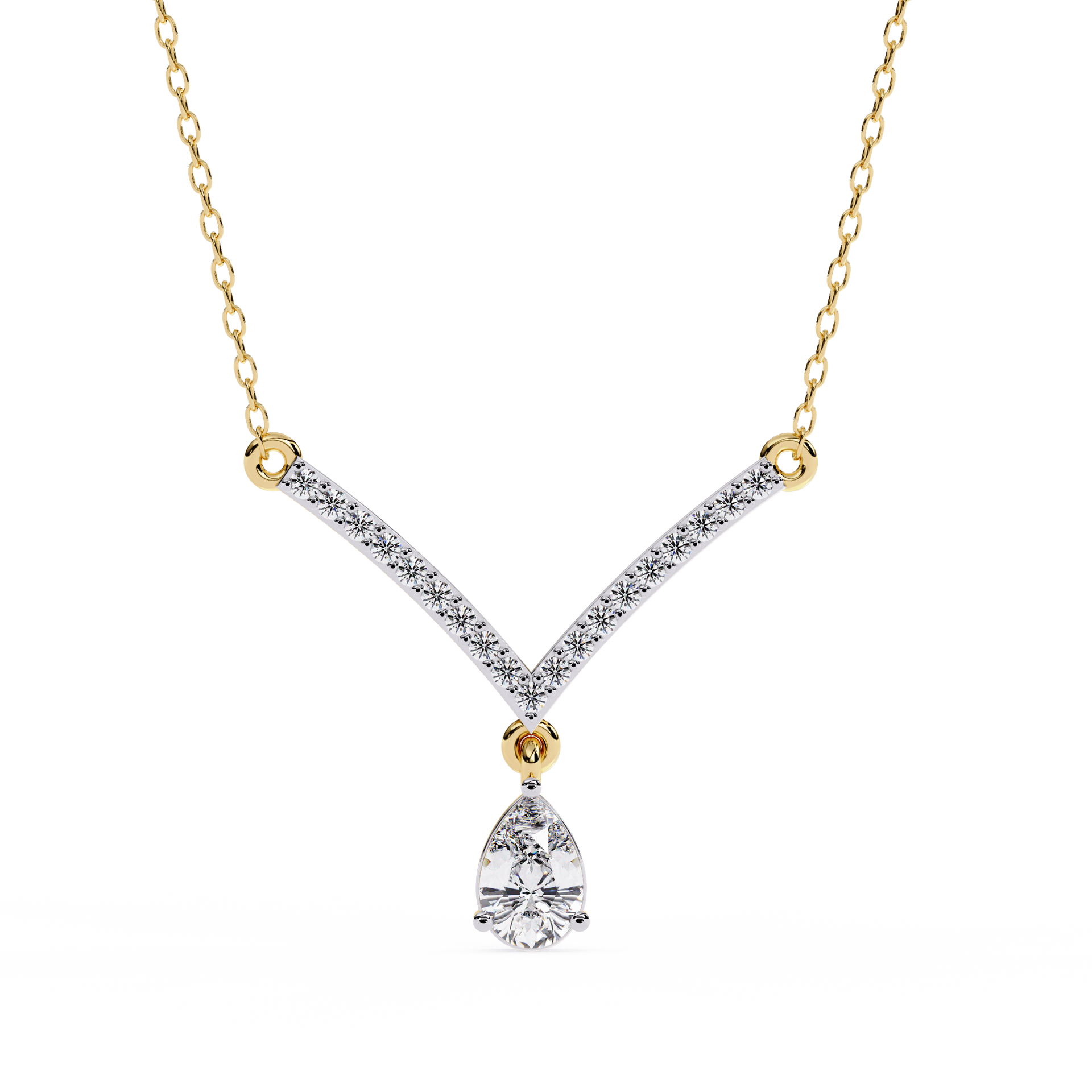 Pear-Cut Lab-grown Diamond Vintage Necklace in 10K Rose Gold