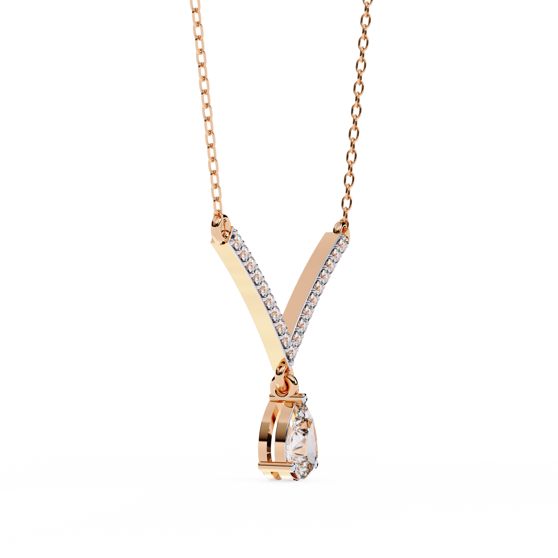 Pear-Cut Lab-grown Diamond Vintage Necklace in 10K Rose Gold