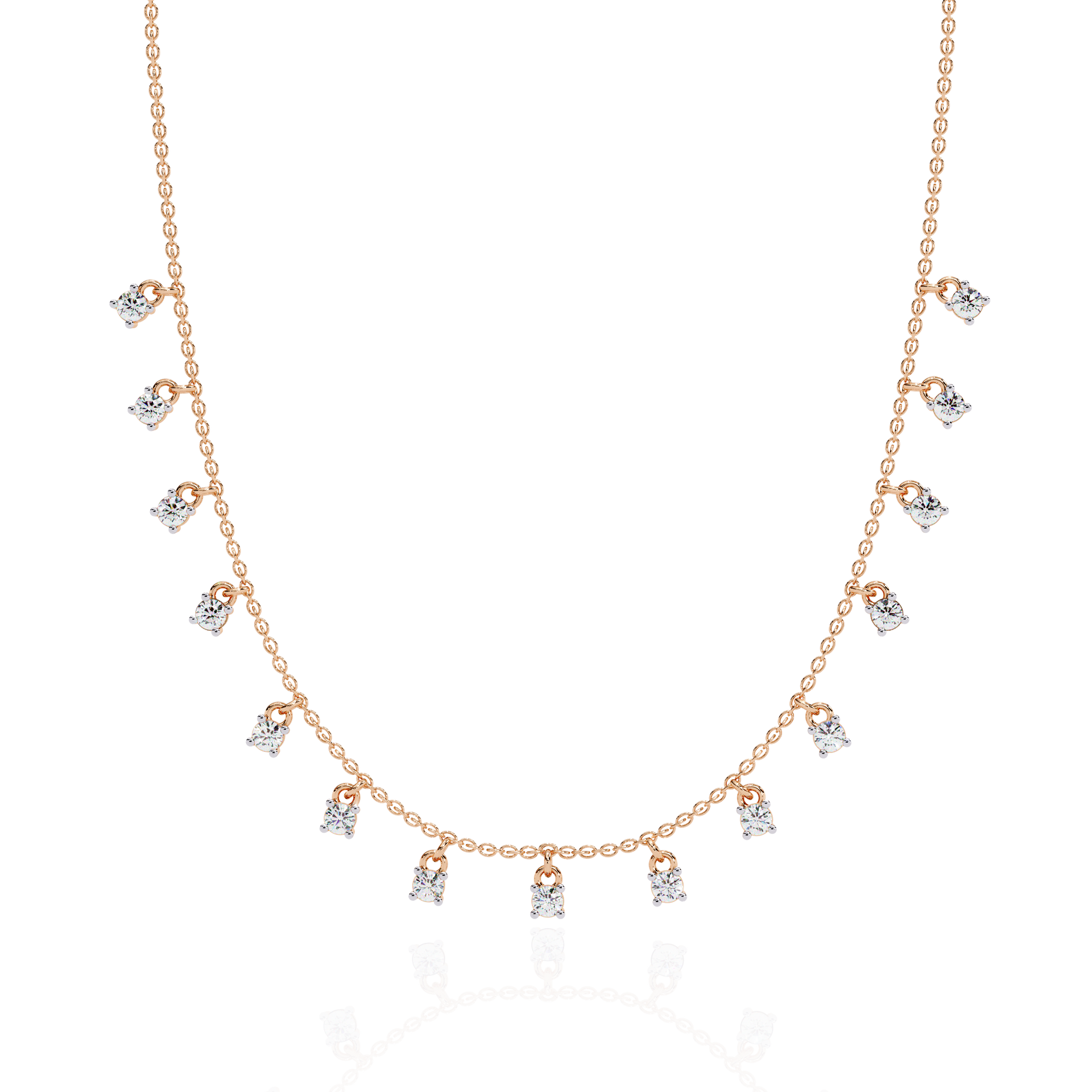 Round-Cut Lab-grown Diamond Cluster Necklace in 10K Yellow Gold