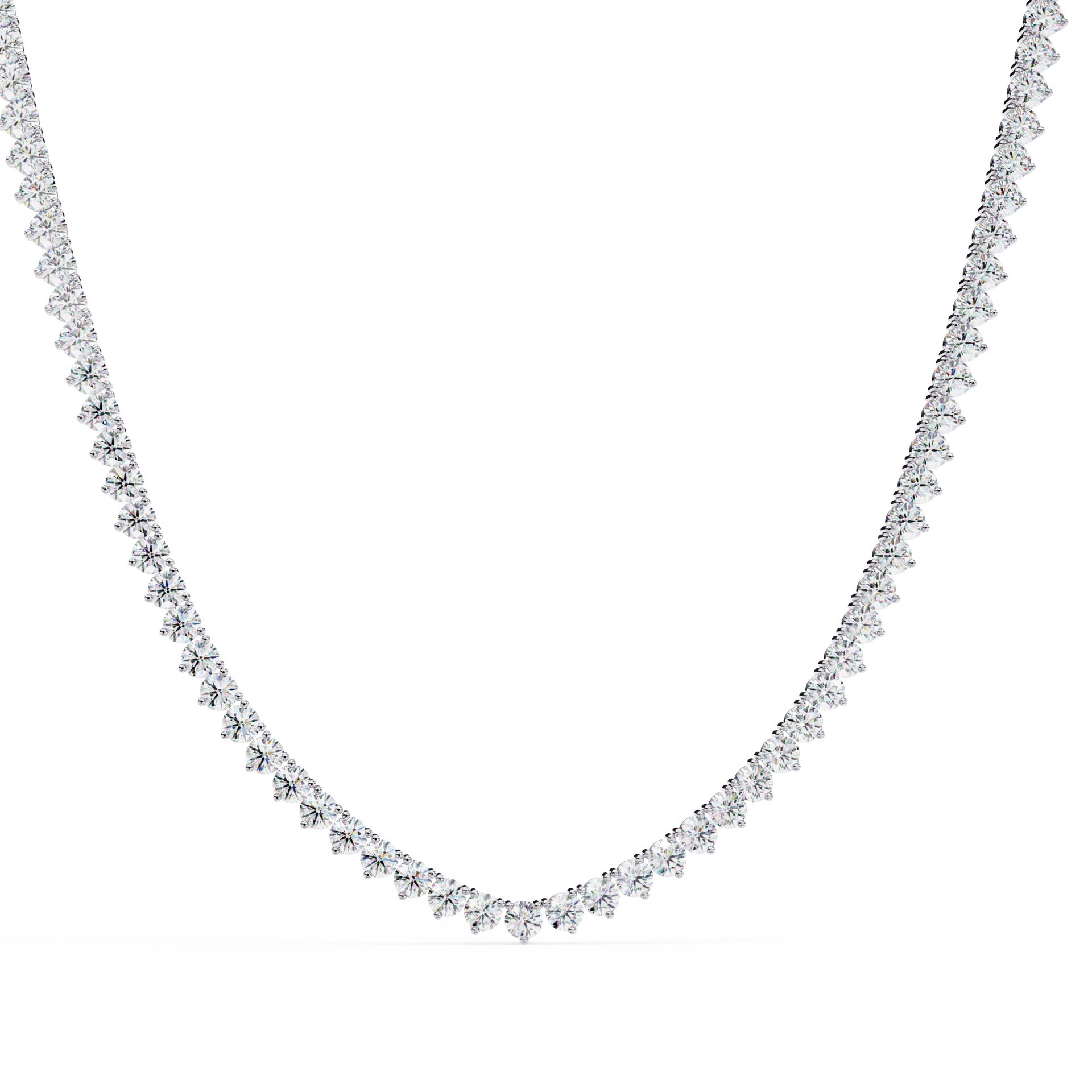 Round-Cut Lab-grown Diamond Vintage Tennis Necklace in 10K White Gold