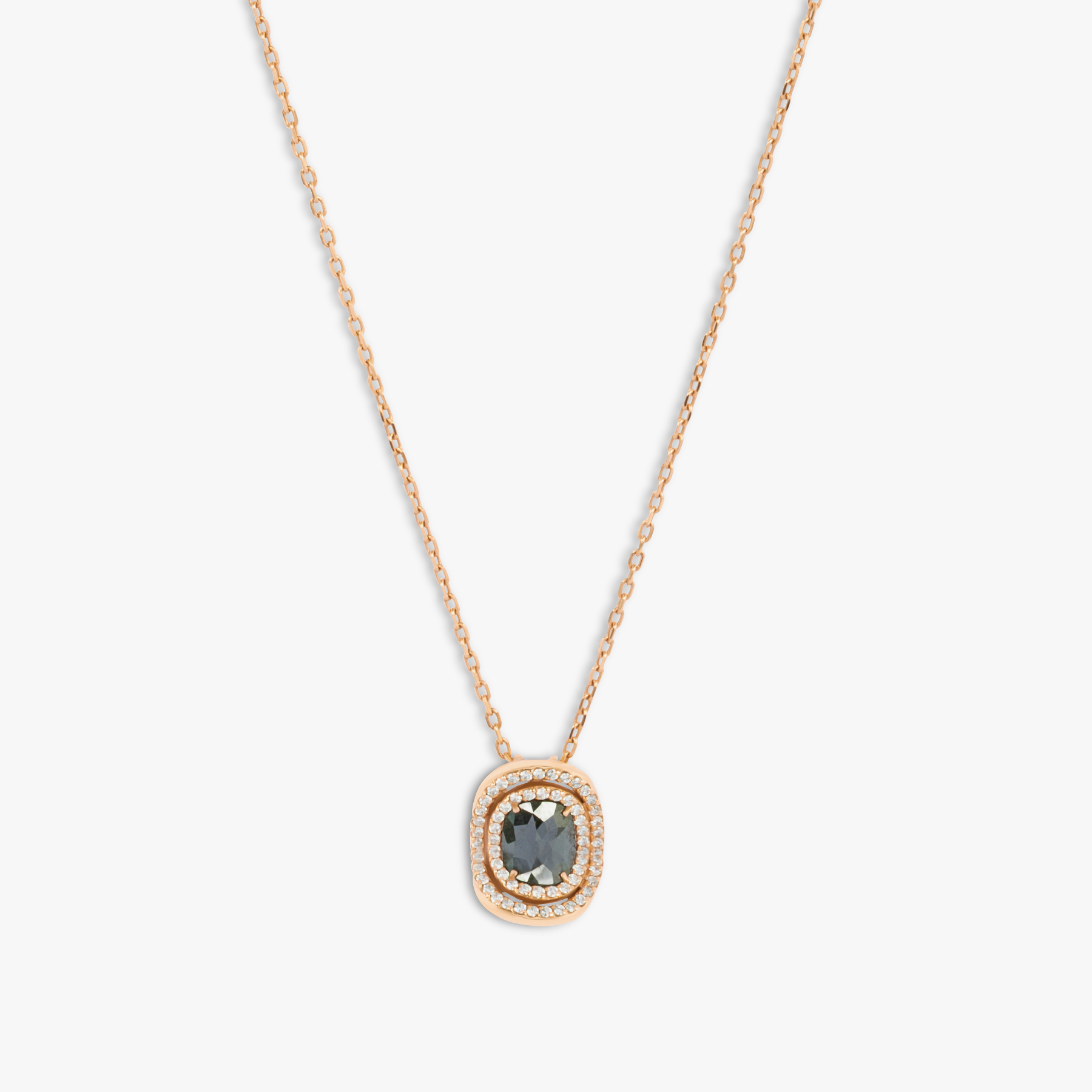 Black Diamond pendant with white diamonds in 18k rose gold