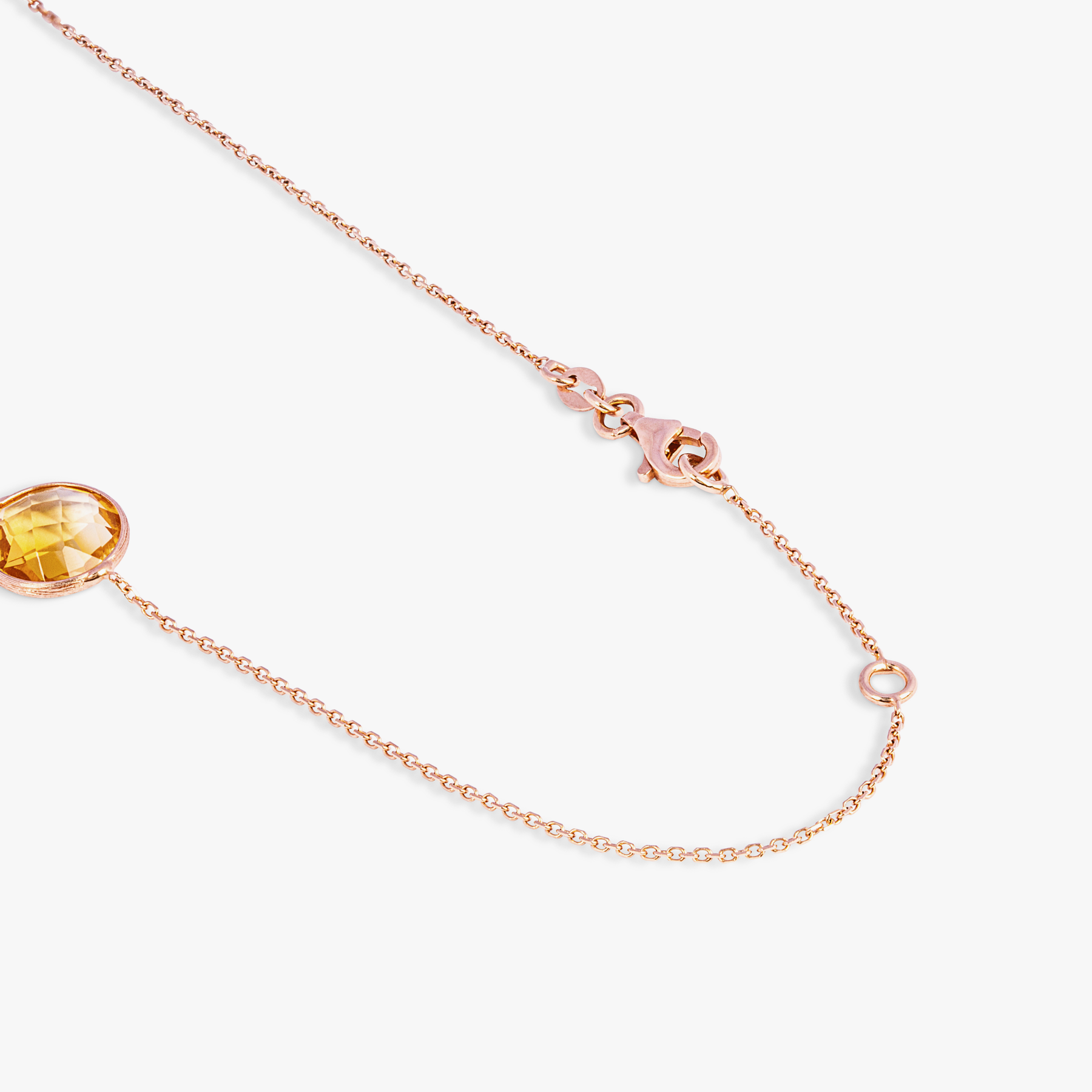 Kensington Necklace in 14K Satin Rose Gold  with Citrine and Prasiolite