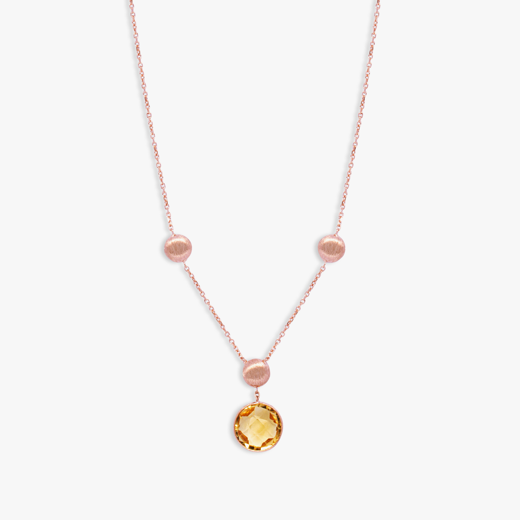 Kensington Necklace in 14K Satin Rose Gold with Citrine