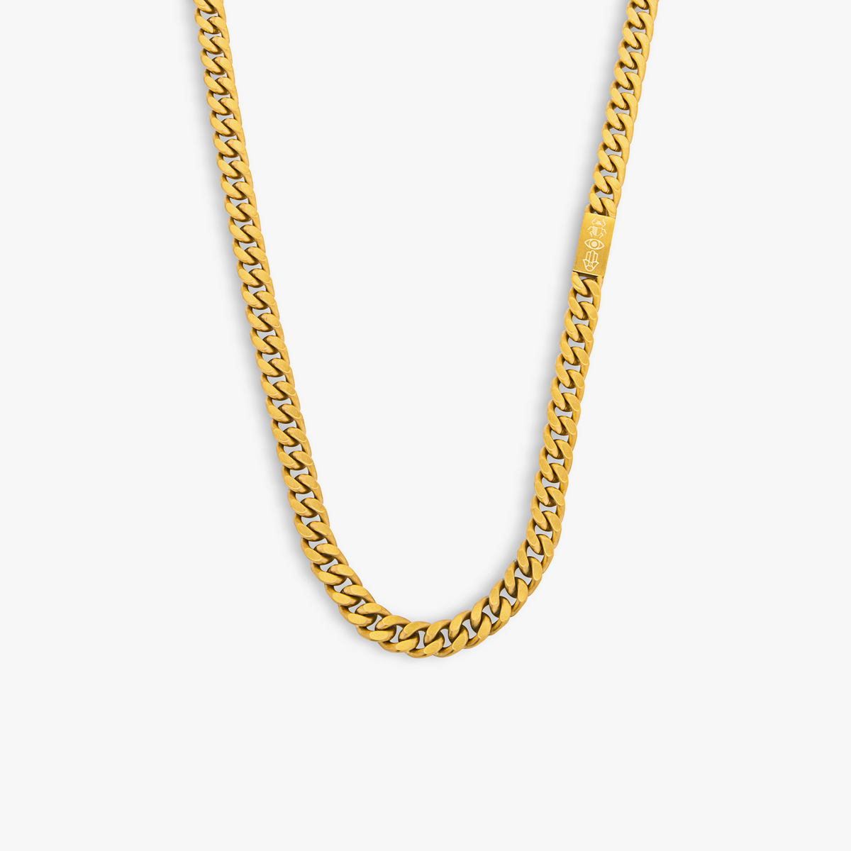 Protective Amulet necklace in brushed IP yellow gold plated stainless steel