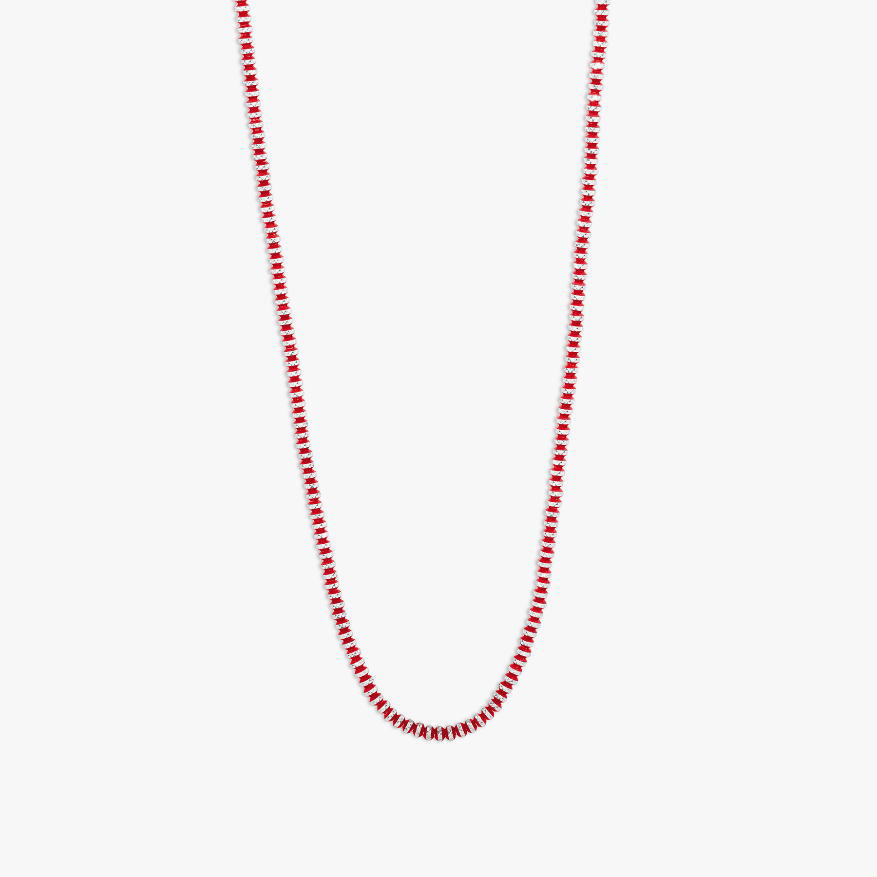 Prism Necklace with Galvanic Plated Silver Beads in Red