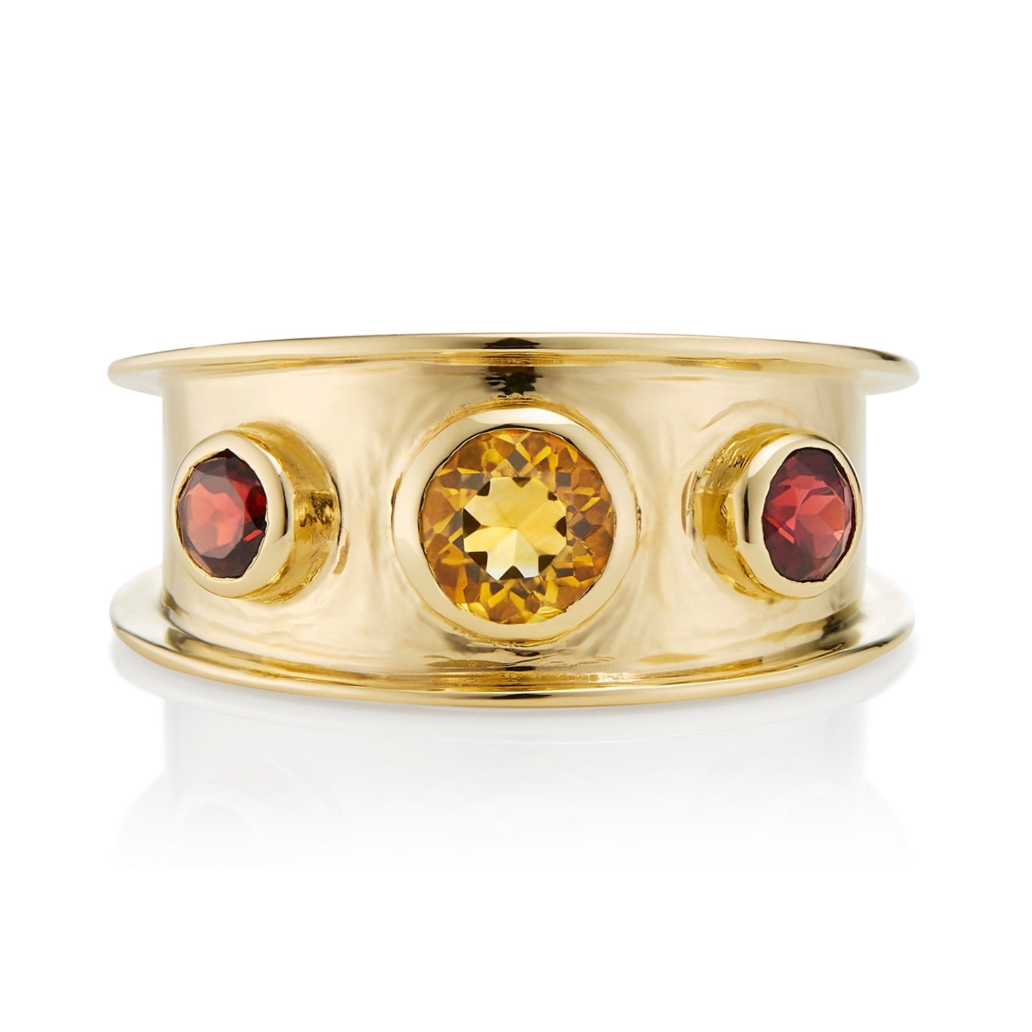 Gold Gemstone Statement Ring in Garnet & Citrine