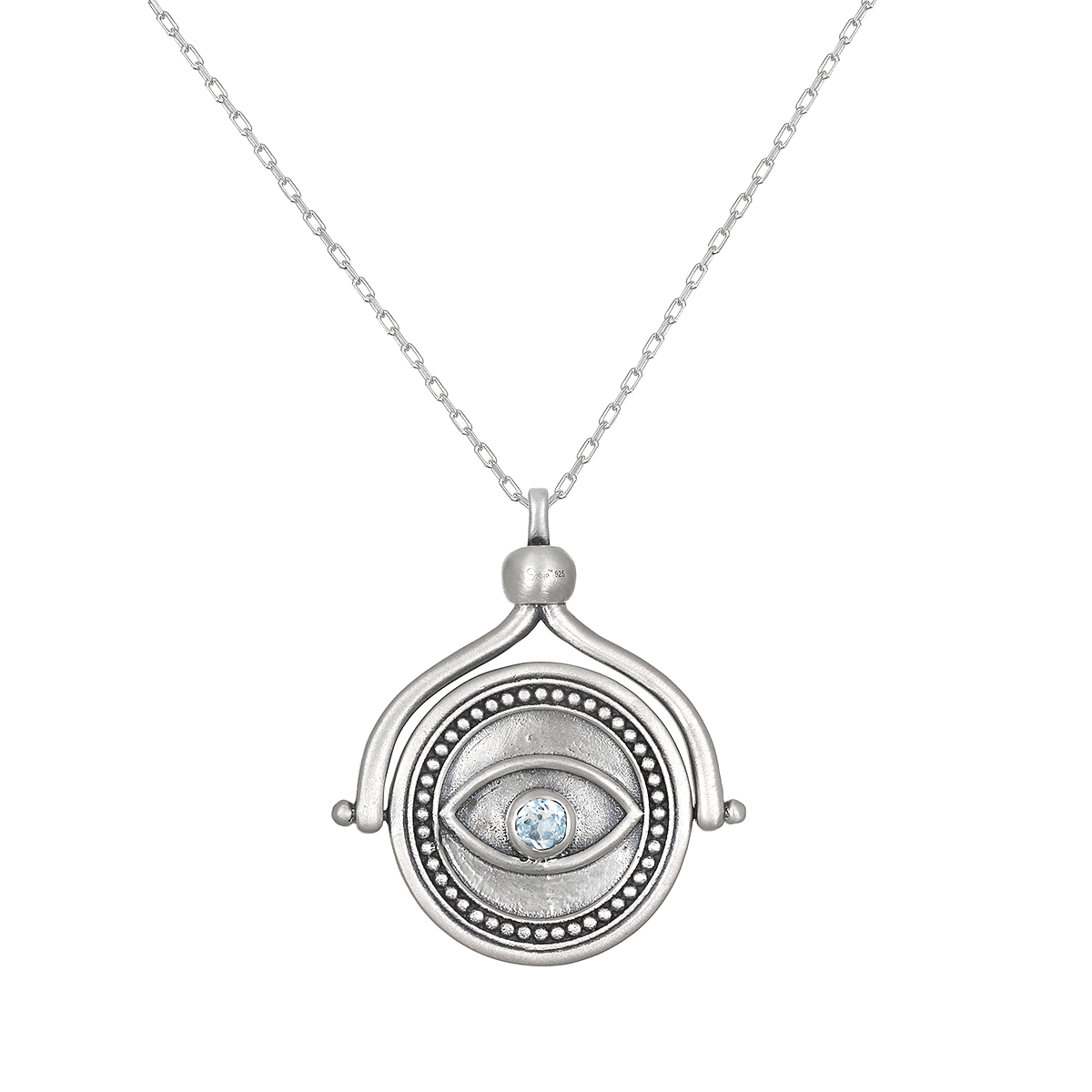 In Safekeeping Hamsa & Eye Silver Spinning Necklace