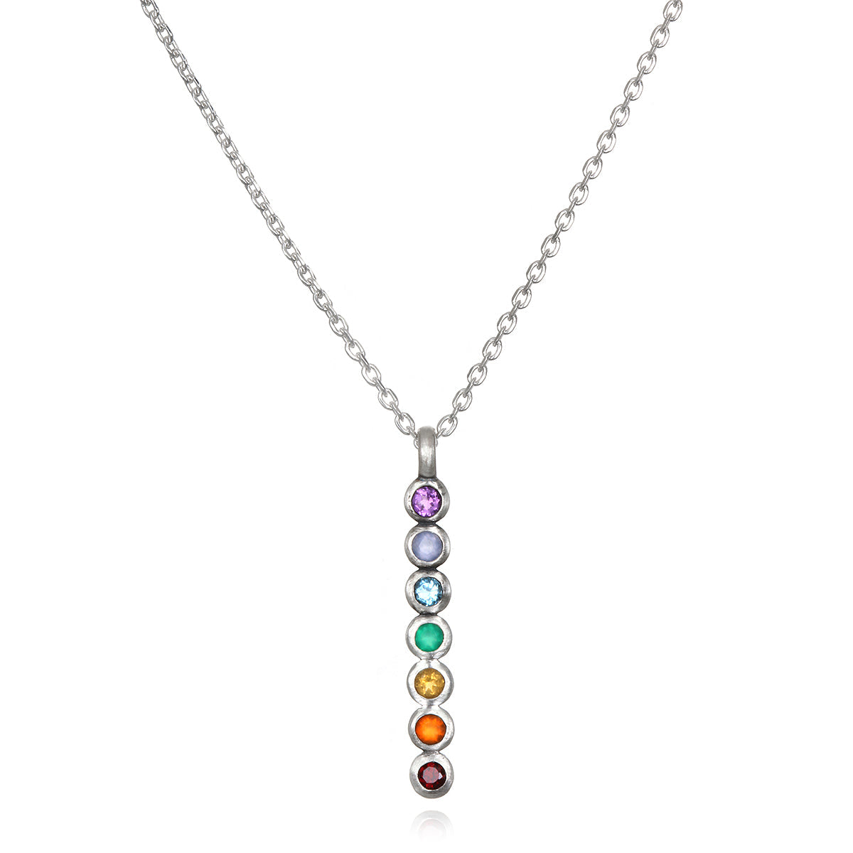 Divine Alignment Gemstone Chakra Silver Necklace
