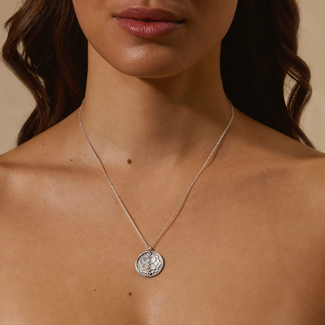 Divine Alignment Gemstone Chakra Silver Necklace