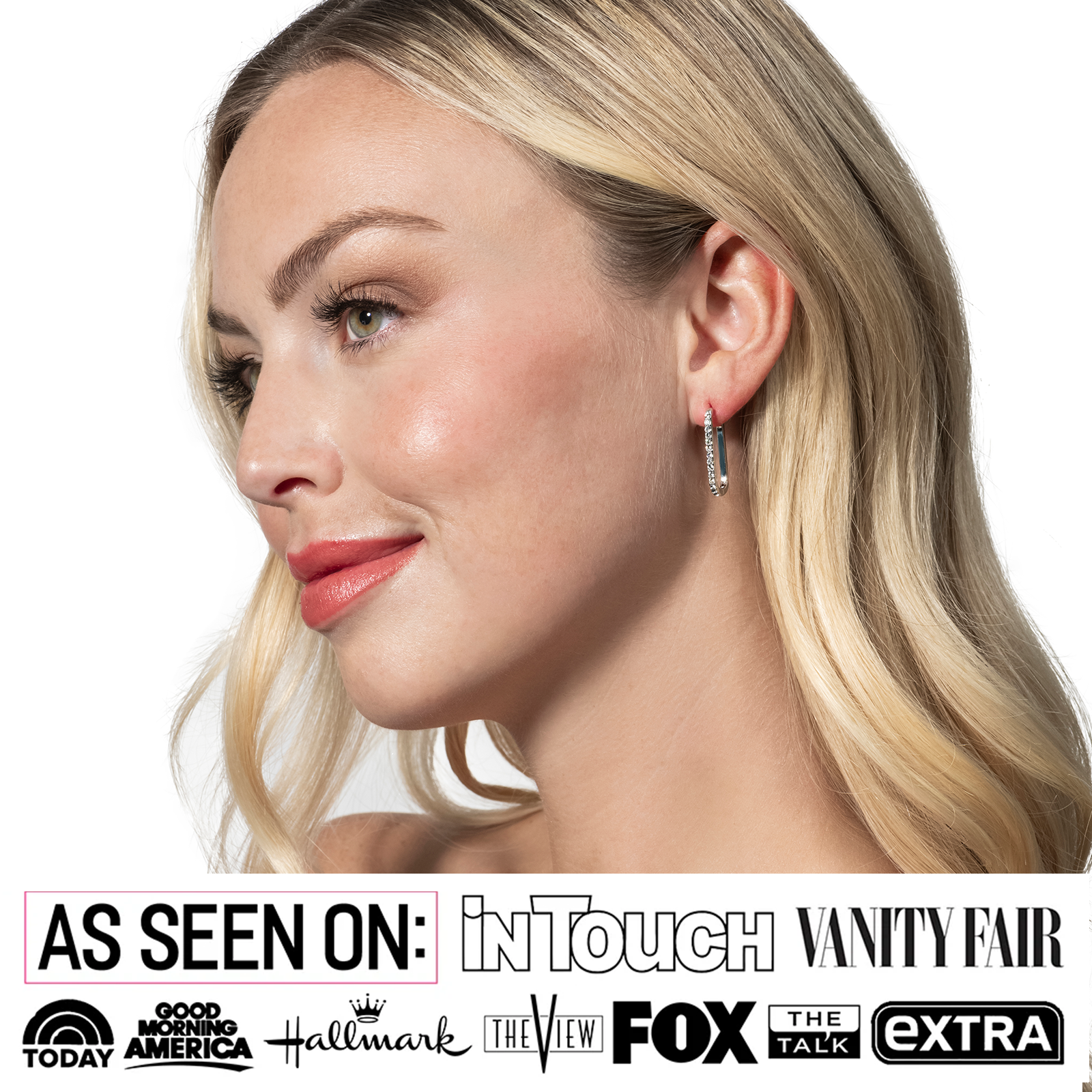 Nadia 18k White Gold Plated 24mm Hoop Earrings with Swarovski Crystals