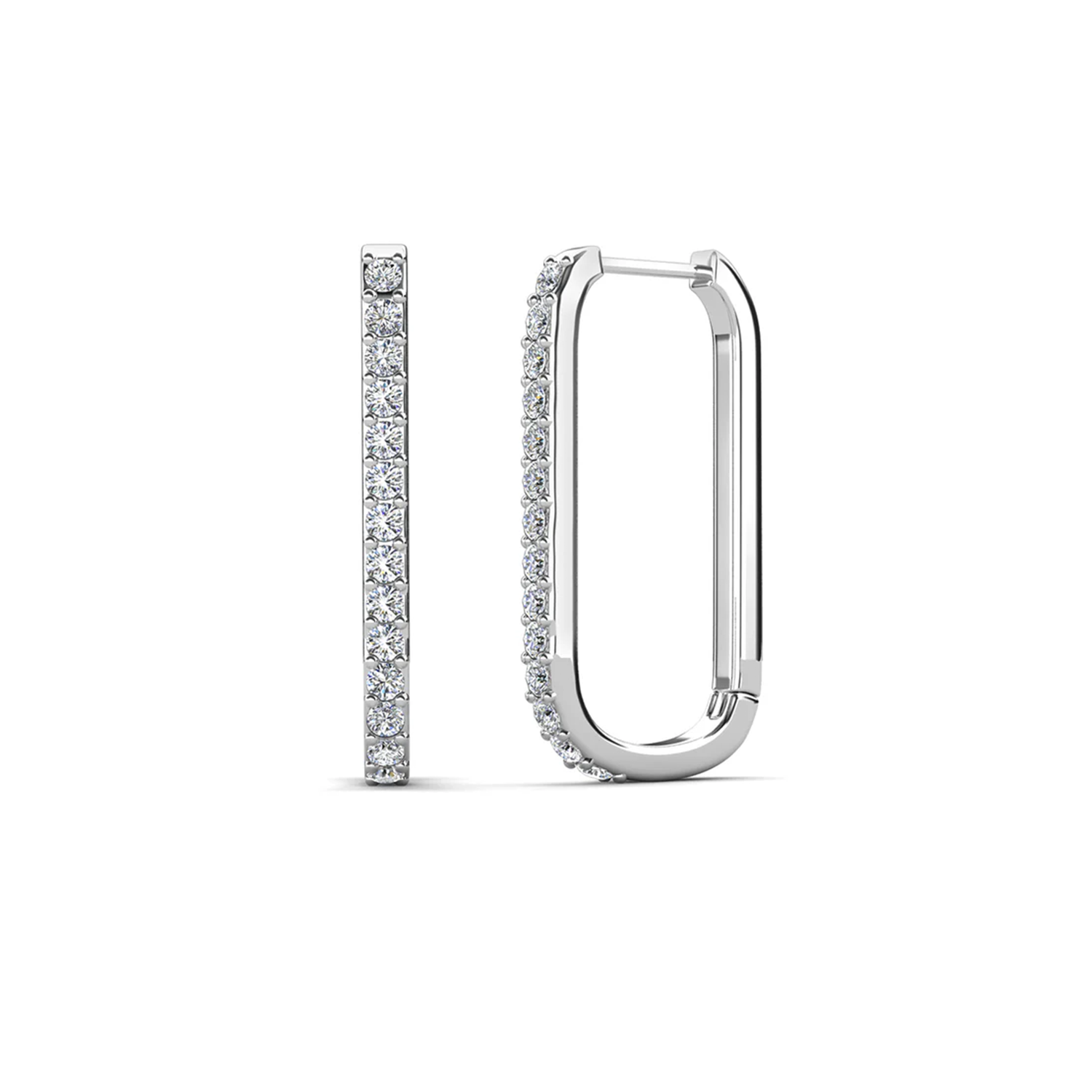 Nadia 18k White Gold Plated 24mm Hoop Earrings with Swarovski Crystals