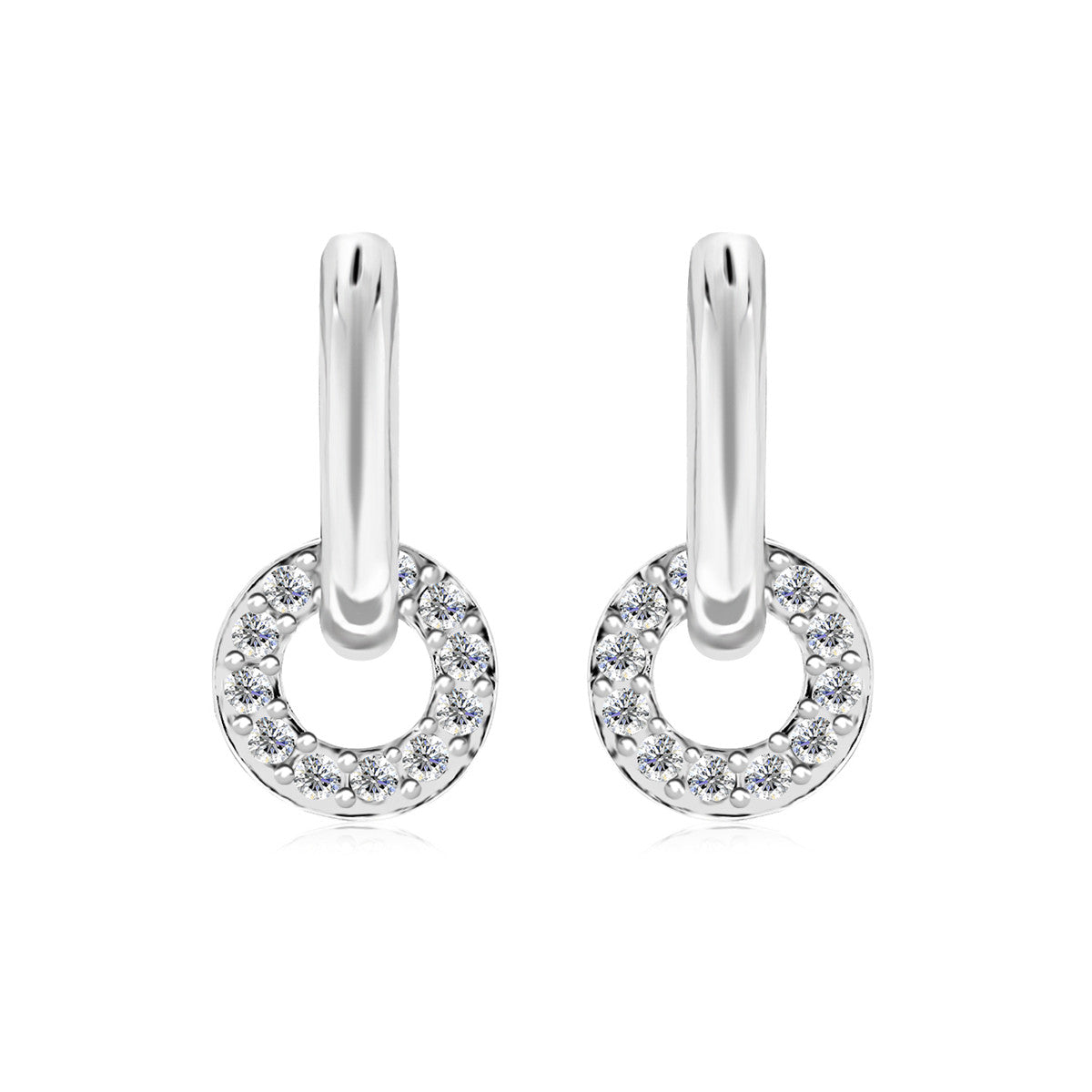 Nala 18k White Gold Plated Hoop Earrings with Swarovski Crystals