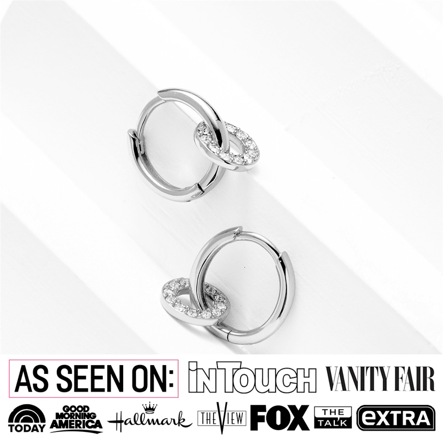 Nala 18k White Gold Plated Hoop Earrings with Swarovski Crystals