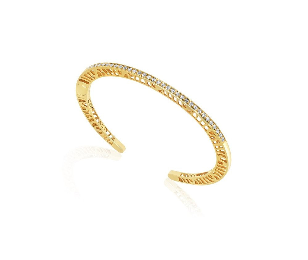 Shooting Stars Stacking Narrow Gold And Diamond Bracelet