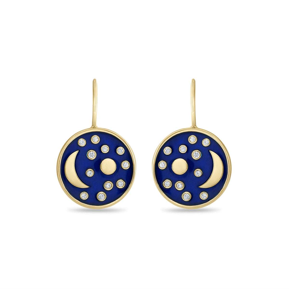 Nebra Sky Medium Enamel and Diamond Disc Earrings