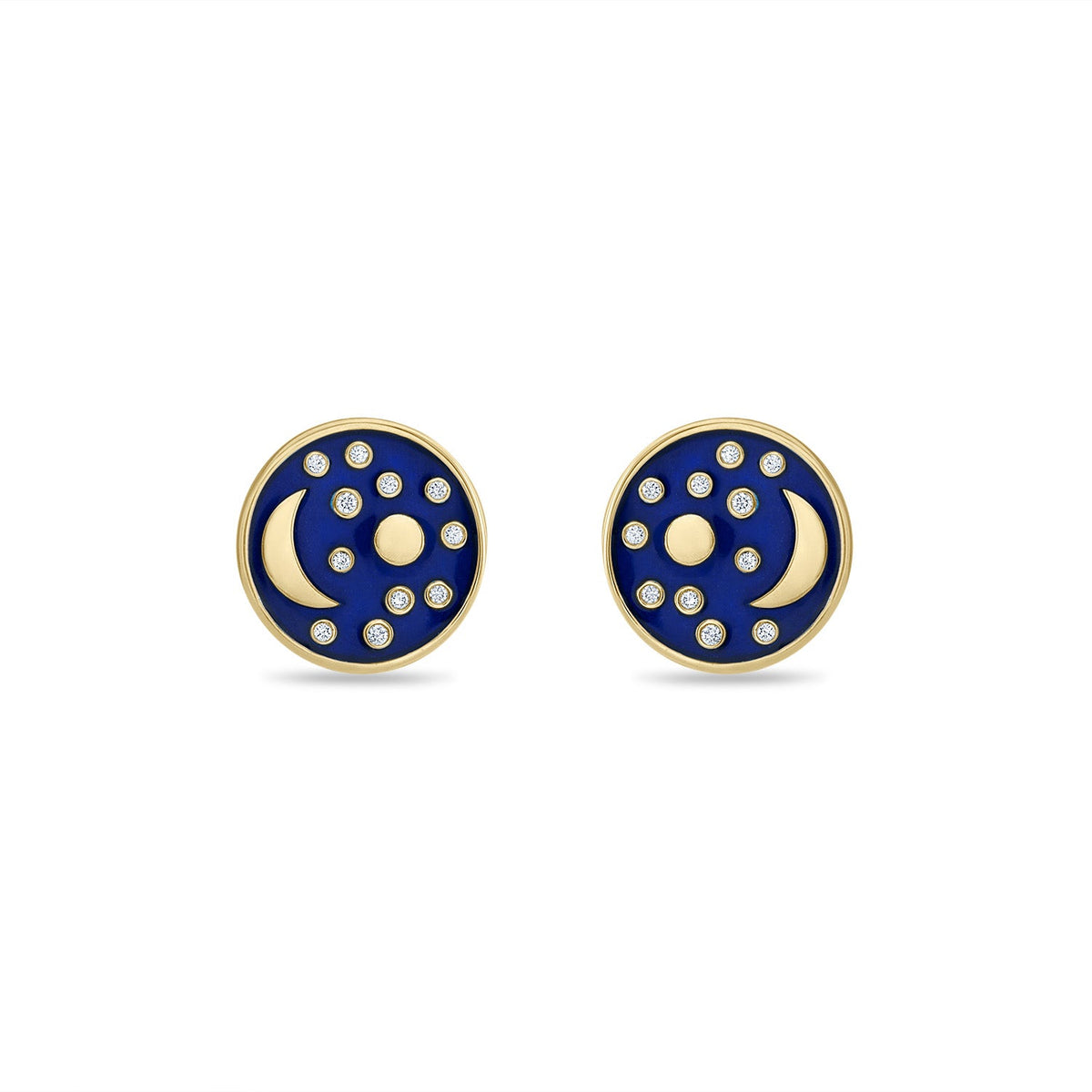 Nebra Sky Enamel and Diamond Disc Studs