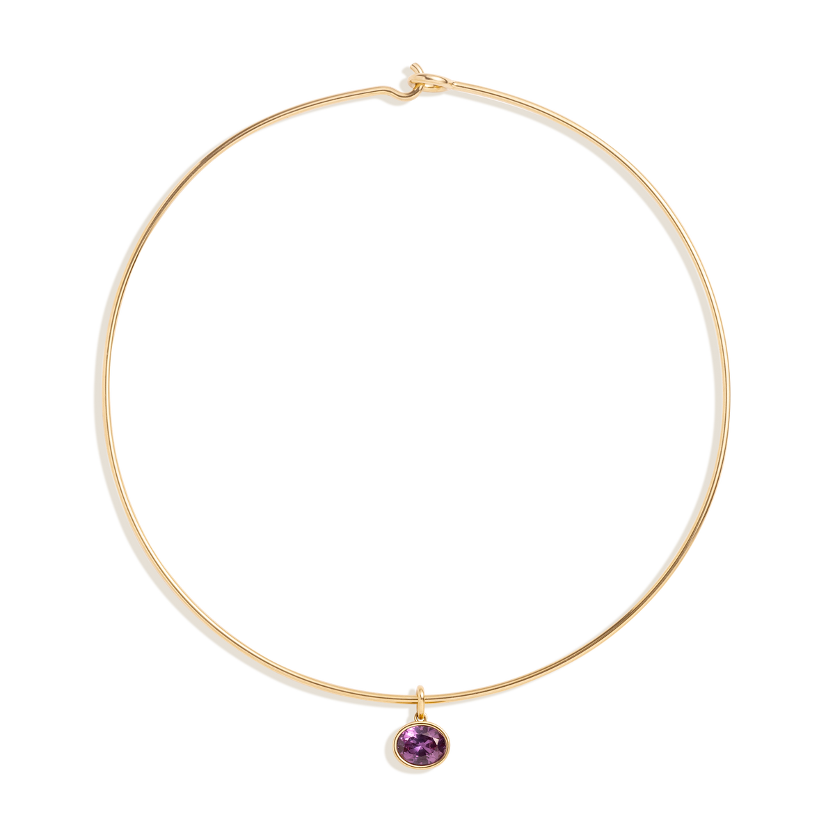 Lab Grown Amethyst Oval Pendant Collar Necklace
