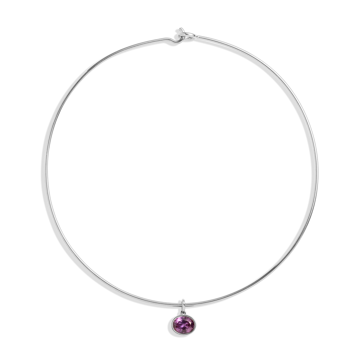 Lab Grown Amethyst Oval Pendant Collar Necklace